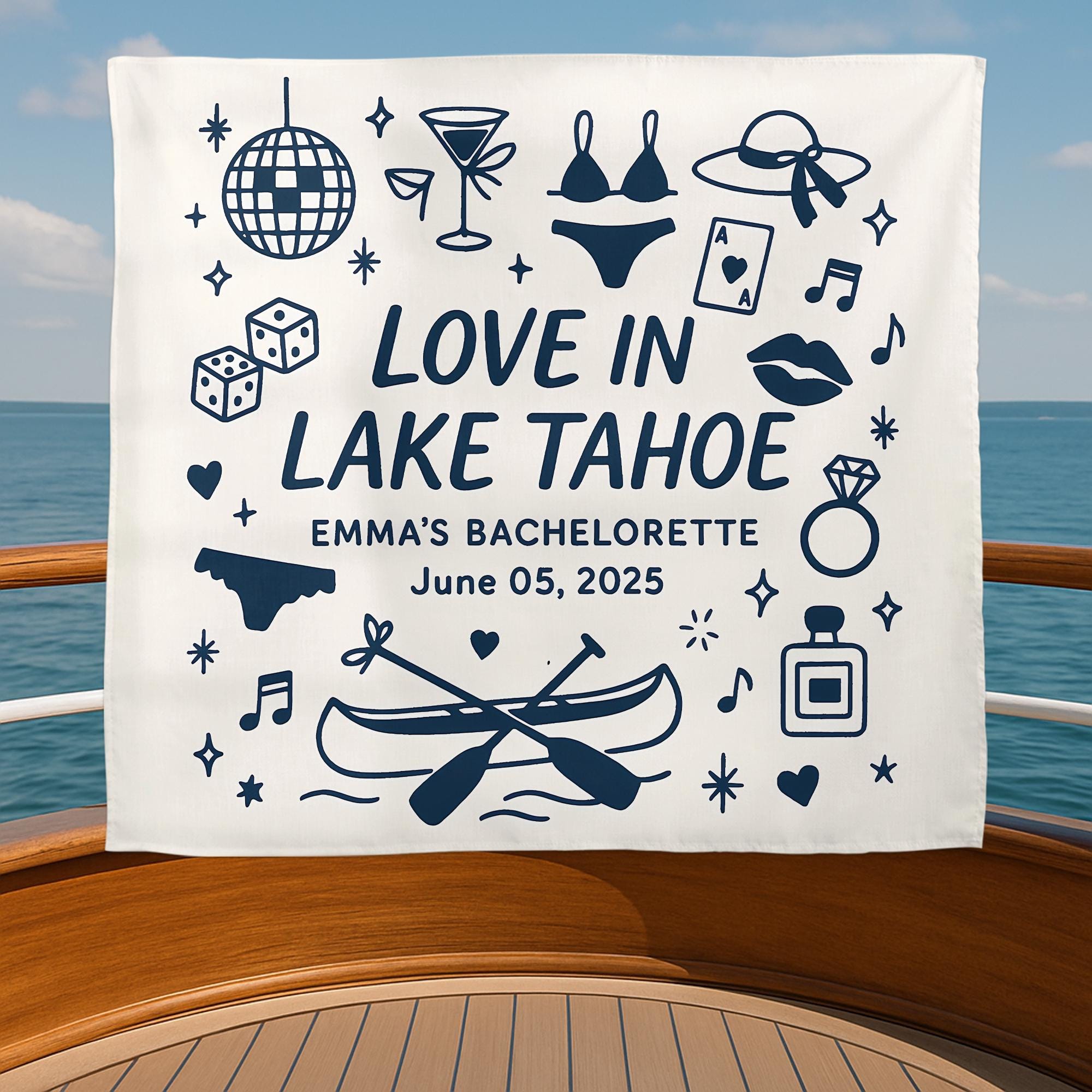 Lake Bachelorette Party Tapestry, Boat Party Banner, Bridal Weekend Decor, Custom Nautical Backdrop, Bach Party Wall Sign,Lake Trip Tapestry