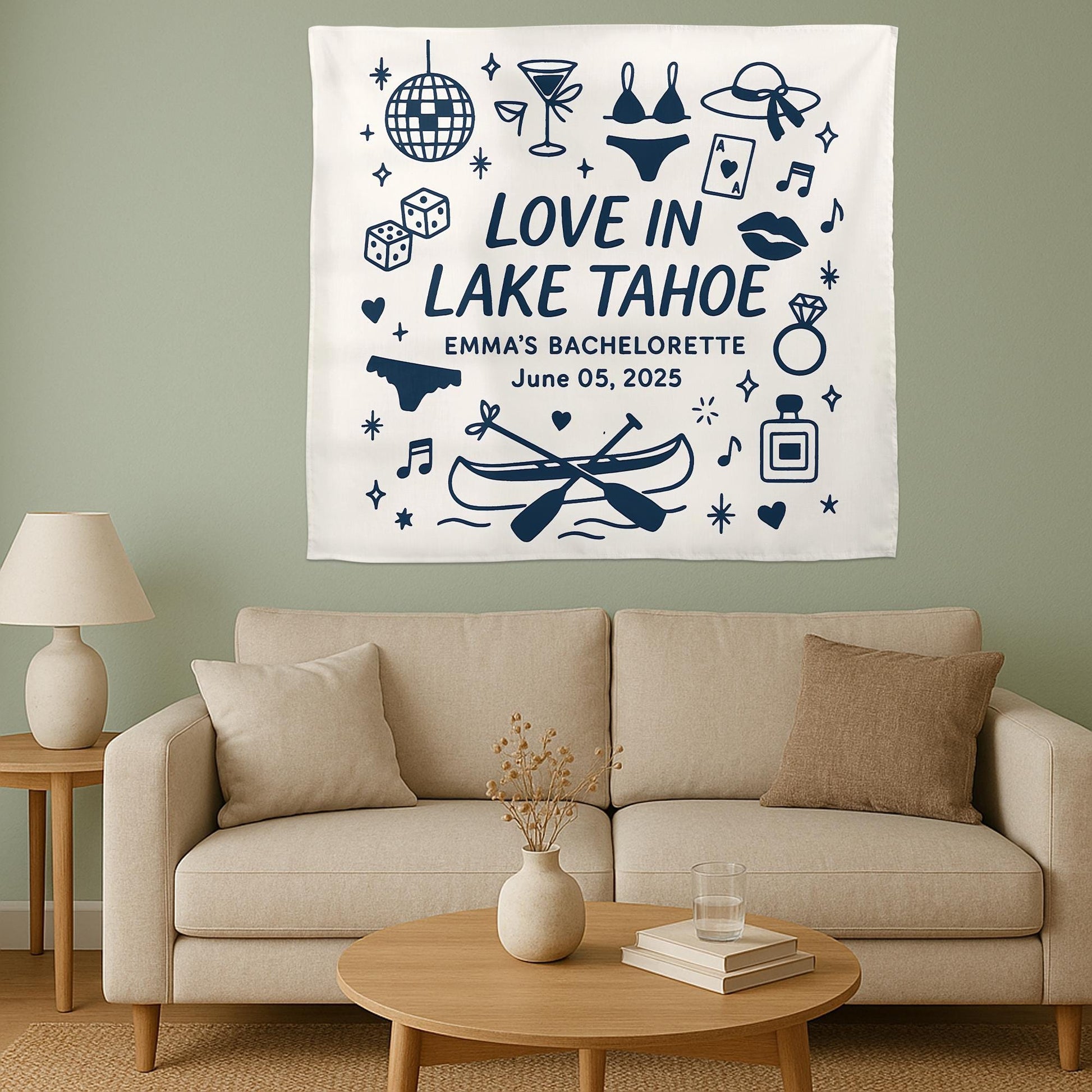 Lake Bachelorette Party Tapestry, Boat Party Banner, Bridal Weekend Decor, Custom Nautical Backdrop, Bach Party Wall Sign,Lake Trip Tapestry
