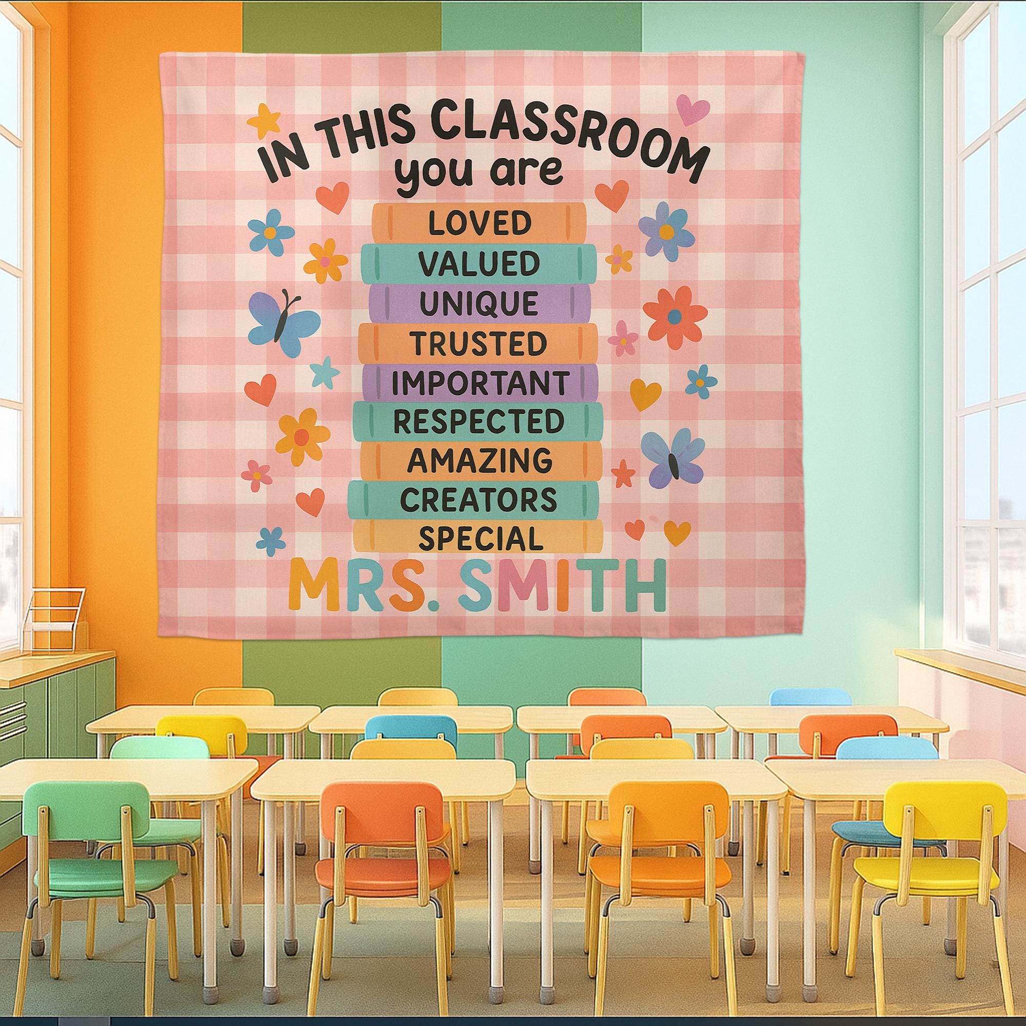 Classroom Tapestry Decor, In This Classroom You Are Banner, Teacher Wall Sign, Back to School Motivational Poster for Students