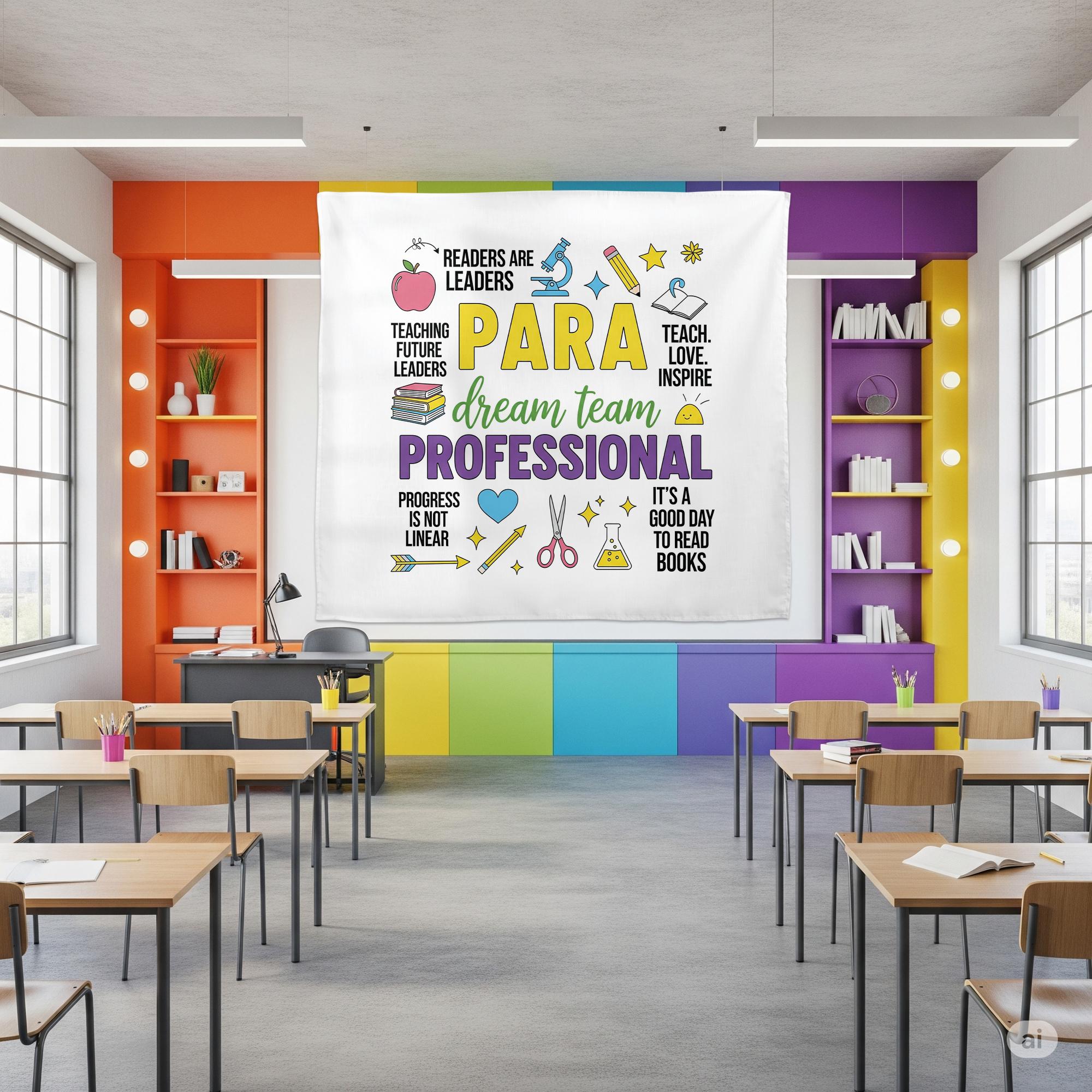 Para Educator Tapestry, Classroom Wall Decor, Teacher Assistant Gift, Para Professional Banner, School Inspiration Poster, Dream Team Art