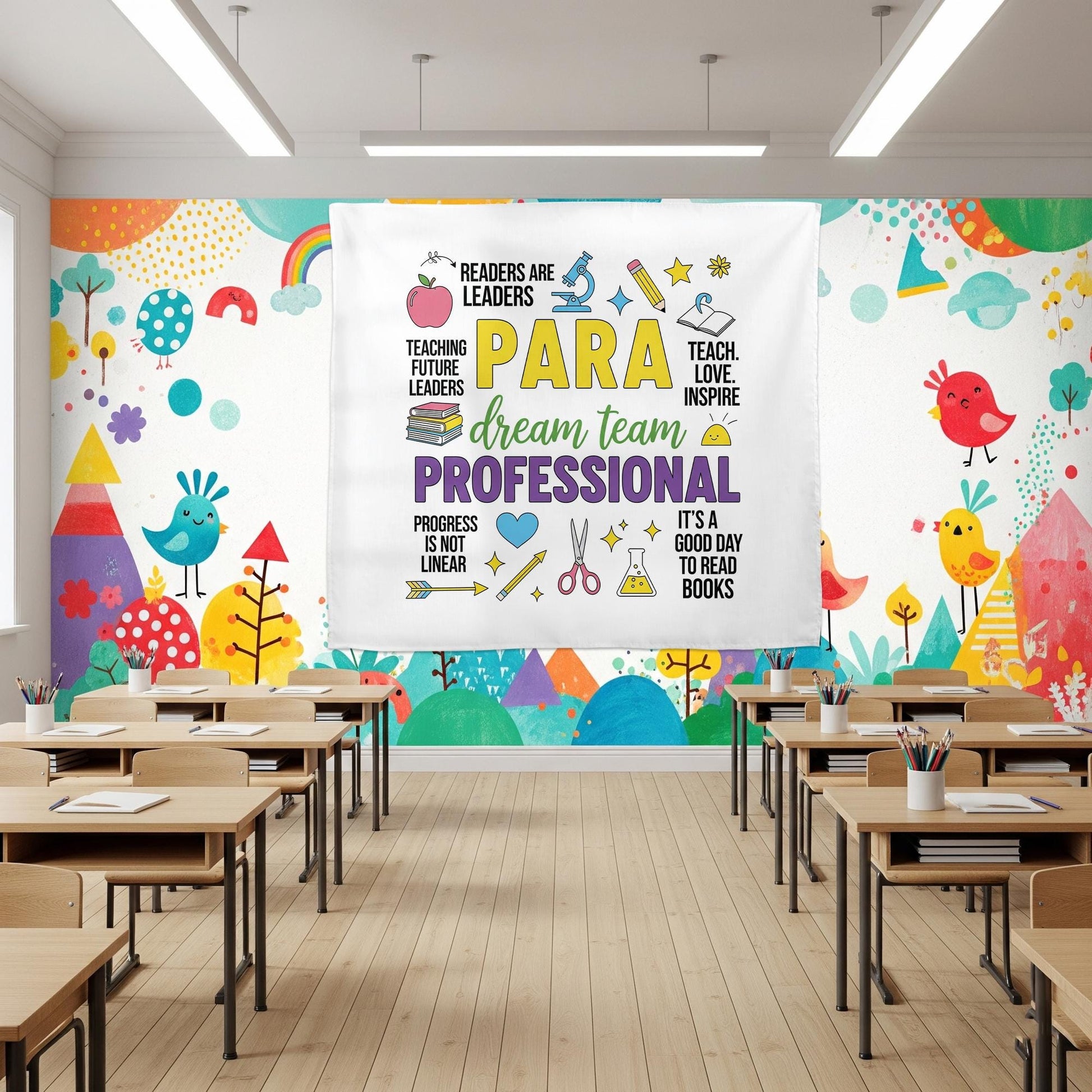 Para Educator Tapestry, Classroom Wall Decor, Teacher Assistant Gift, Para Professional Banner, School Inspiration Poster, Dream Team Art