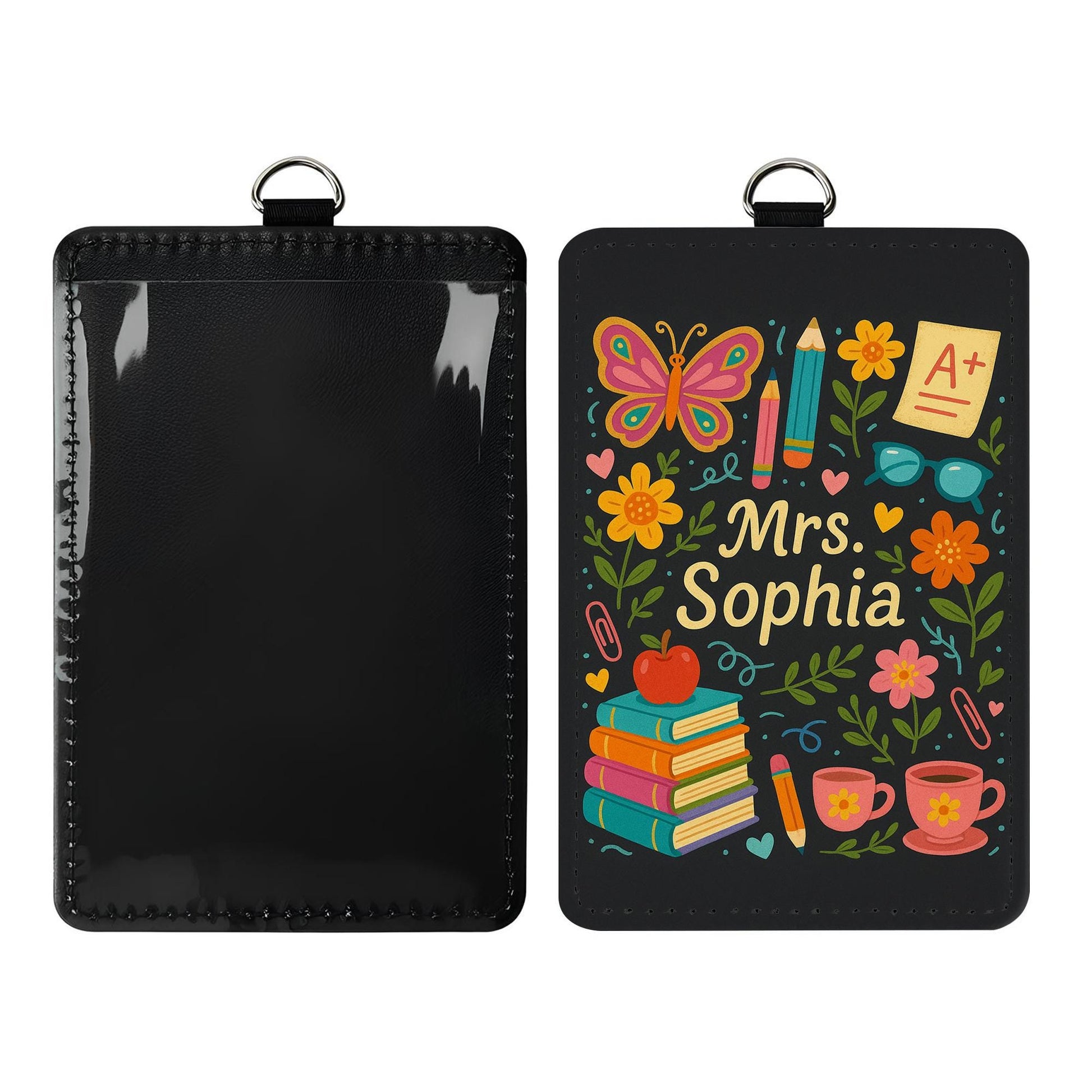 Personalized Teacher Badge Holder, Cute Floral ID Card Lanyard, Custom Name Tag for Women, Back to School Teacher Gift, Mrs. Sophia