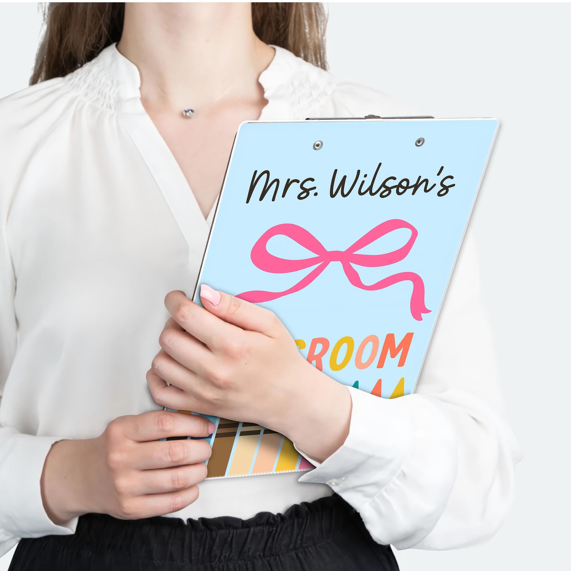 Personalized Teacher Clipboard, Cute Crayon Classroom Clipboard, Custom School Supply Gift, Back to School Teacher Accessory