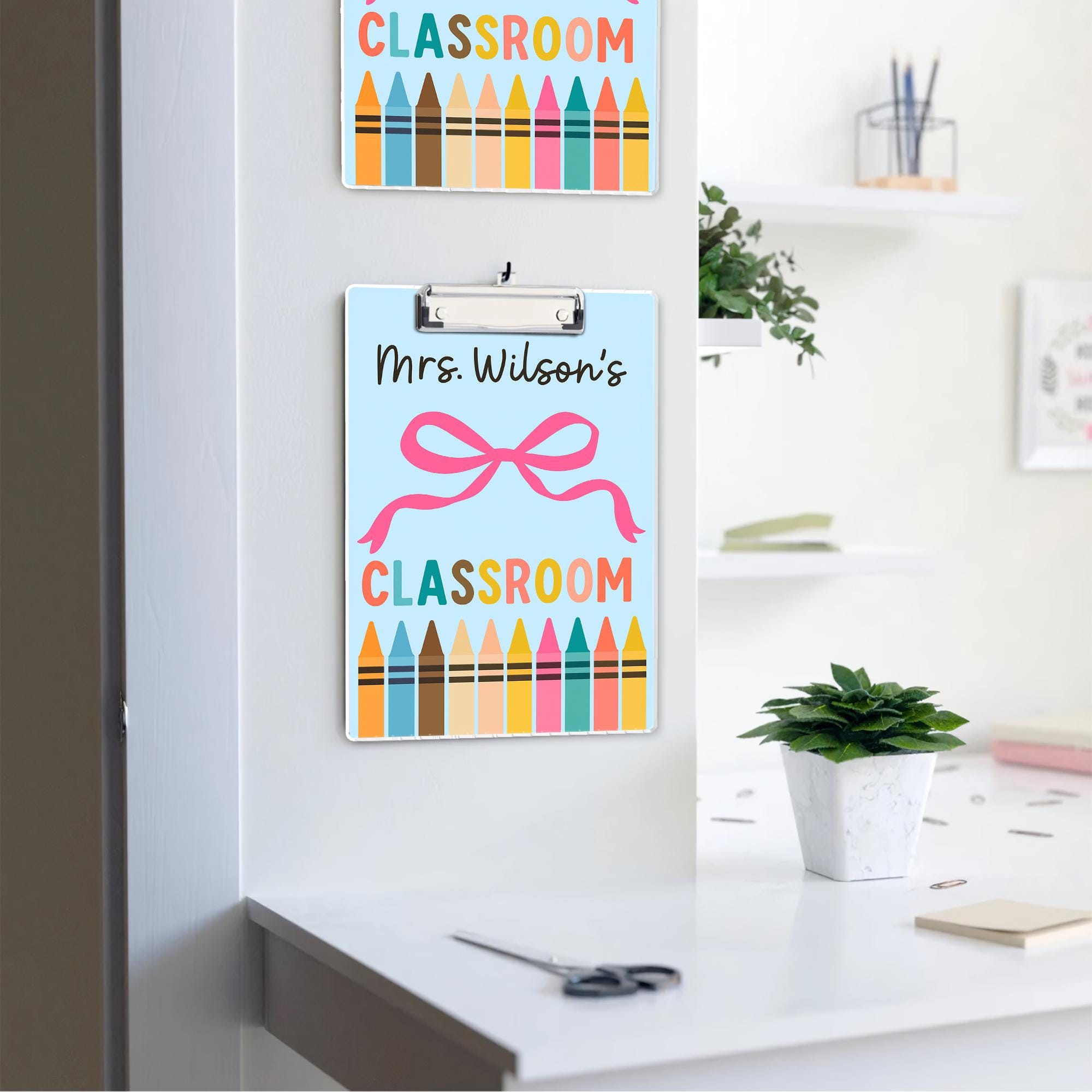 Personalized Teacher Clipboard, Cute Crayon Classroom Clipboard, Custom School Supply Gift, Back to School Teacher Accessory