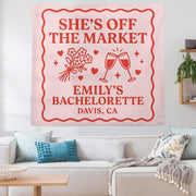 She’s Off The Market Tapestry, Bachelorette Party Banner, Custom Bridal Shower Decor, Engagement Celebration Wall Sign, Party Decoration