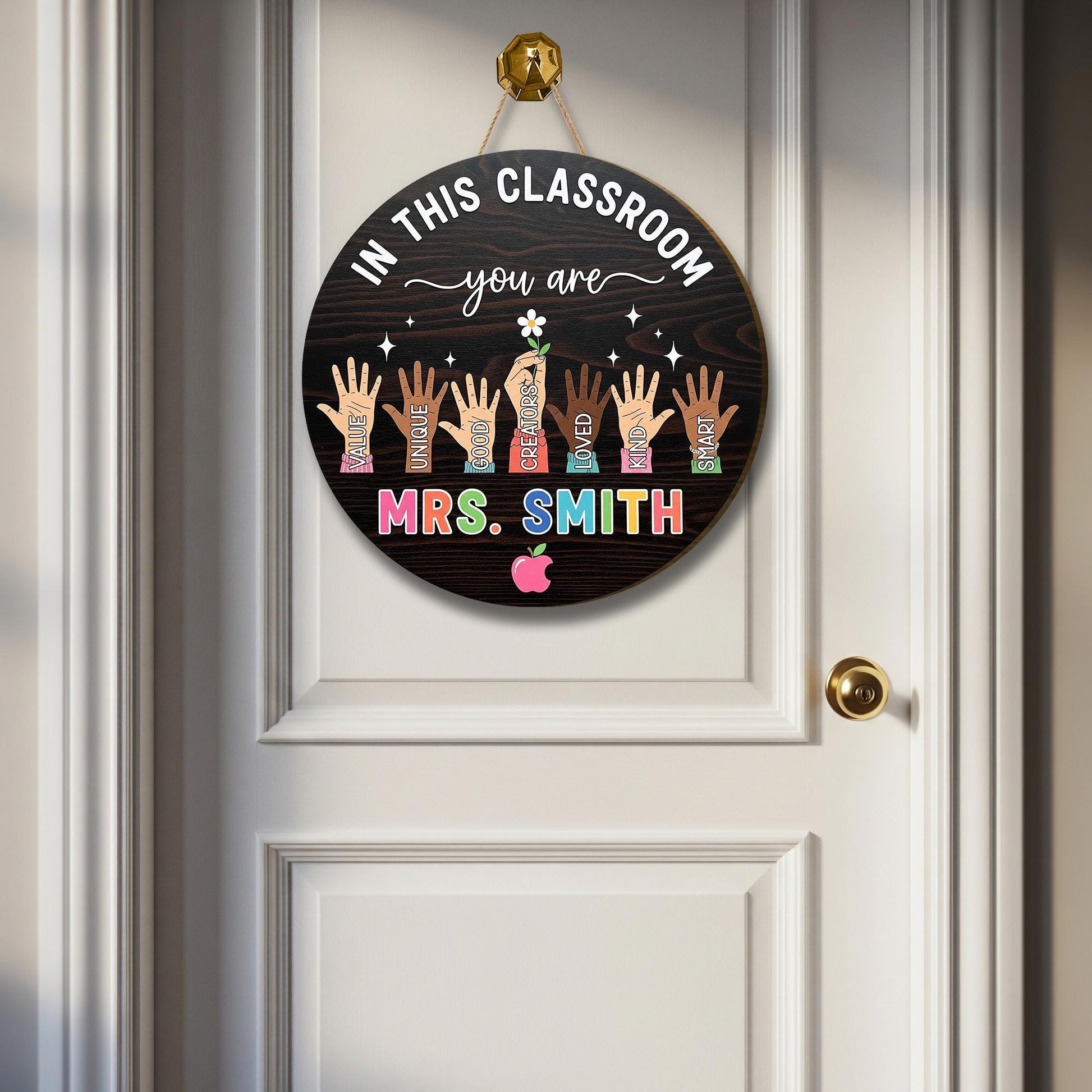Personalized Teacher Door Hanger, Teacher Appreciation Door Sign Classroom Decor, Custom Teacher Name Wooden Sign, Welcome Classroom Sign