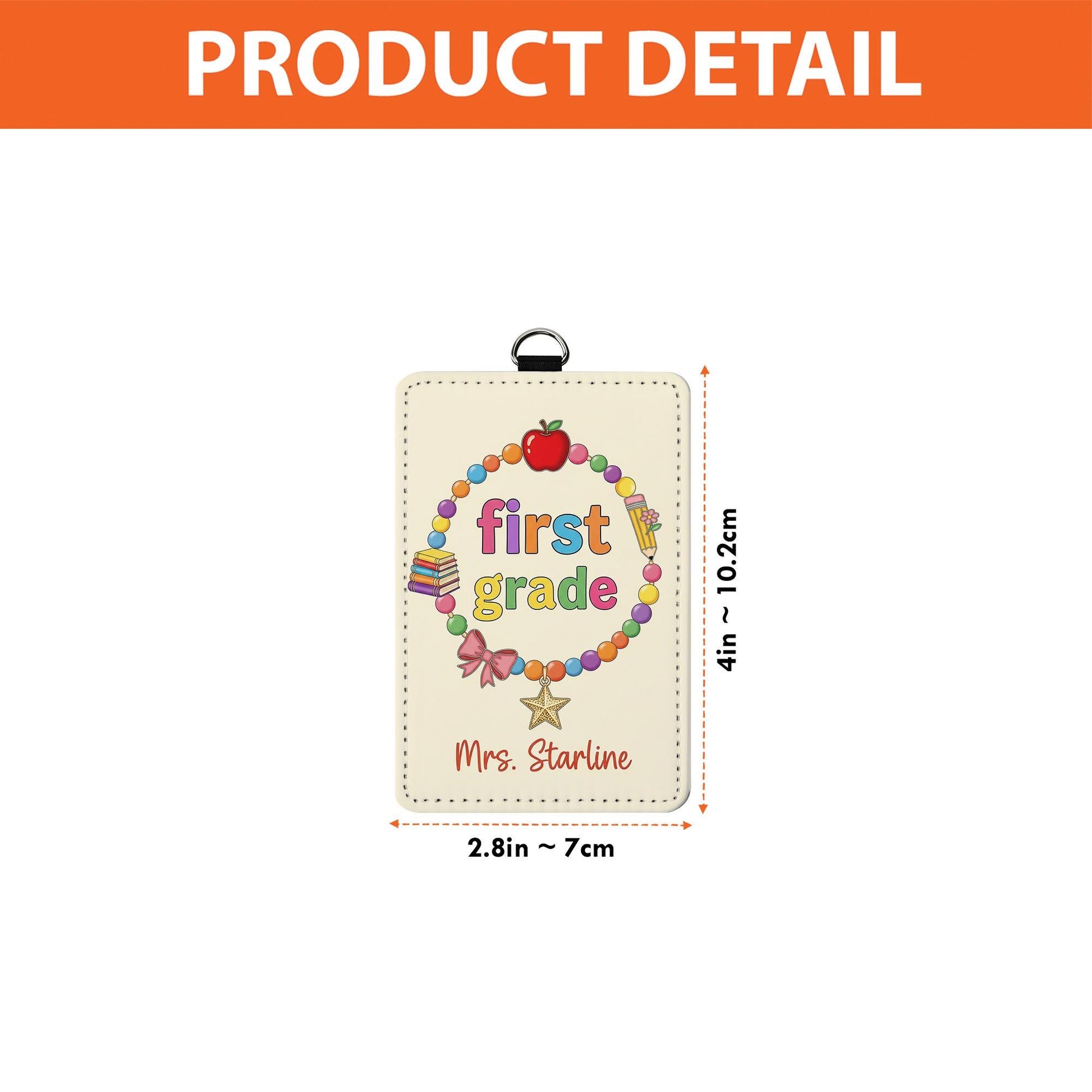 Custom First Grade Teacher Badge Holder – Personalized ID Card with Name, Cute Lanyard Accessory for Back to School, Gift for Educators