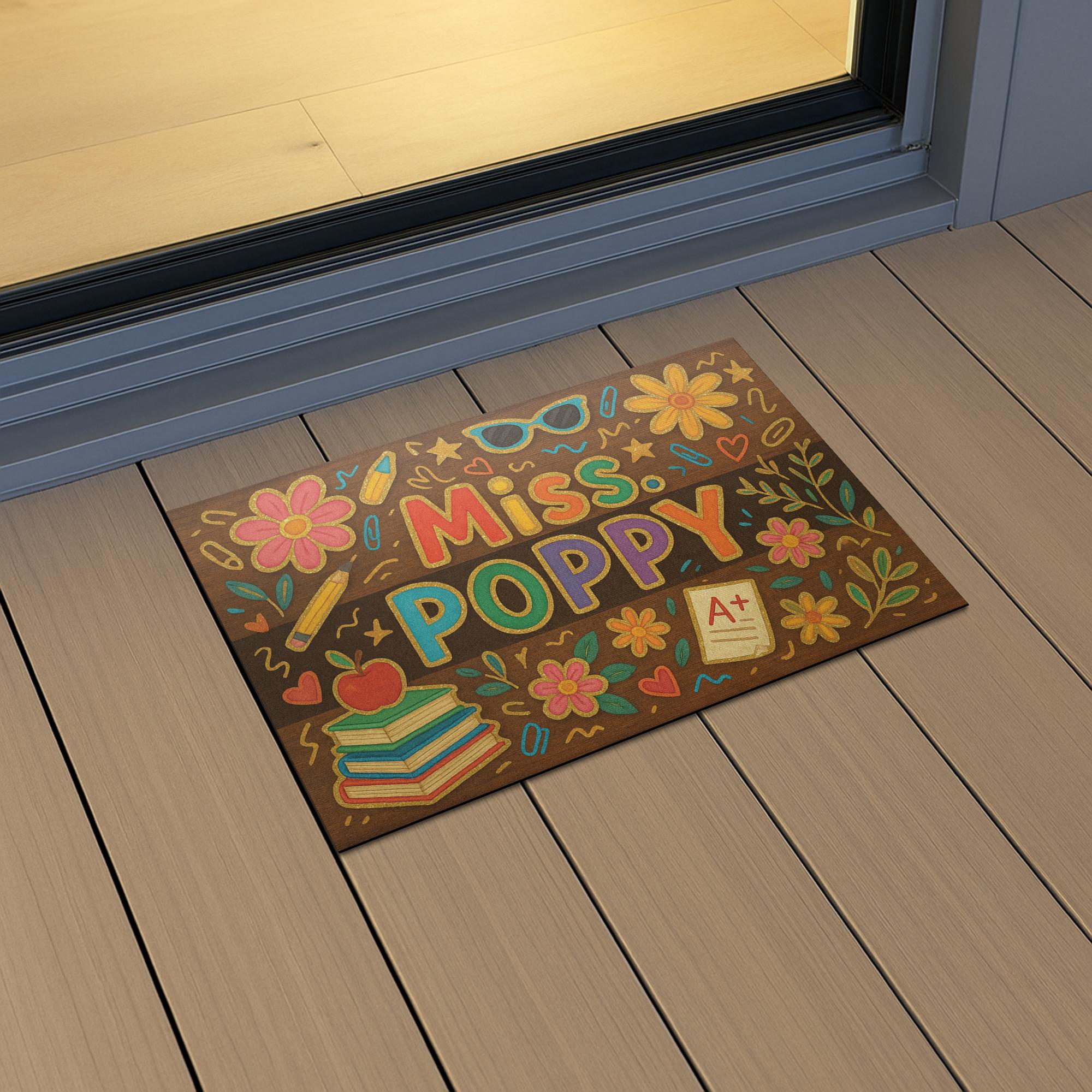 Personalized Teacher Doormat, Colorful Classroom Welcome Mat, Custom Name Rug for School Entry, Back to School Teacher Gift, Classroom Decor