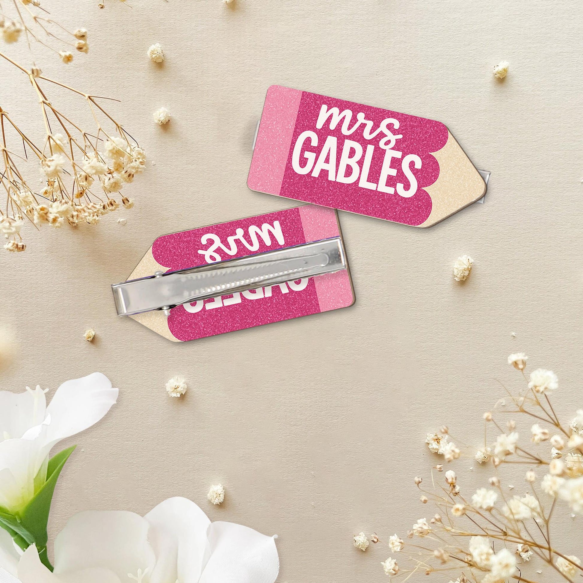 Custom Teacher Hair Clip – Personalized Name Pencil Barrette – Back to School Gift for Teachers – Cute Classroom Accessory