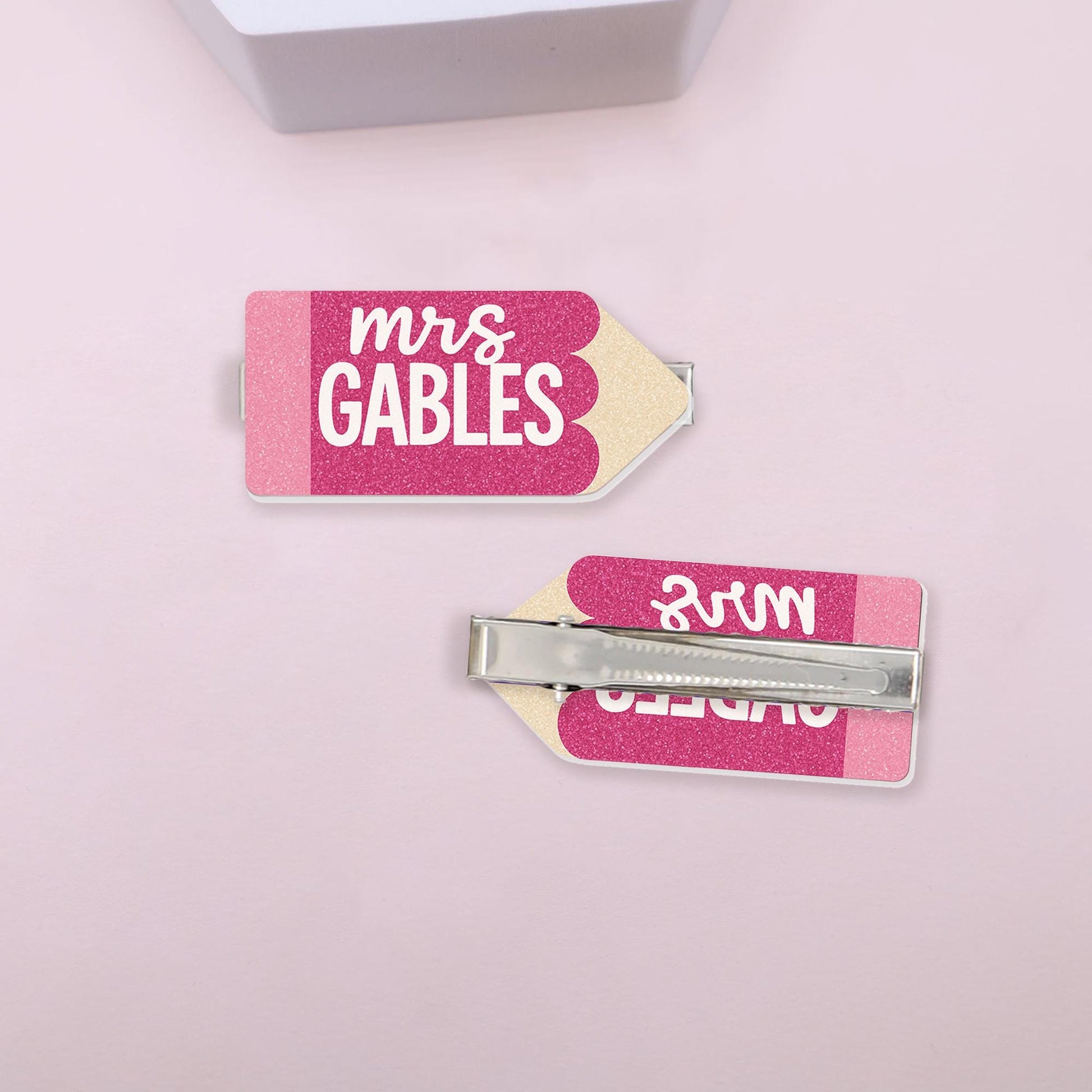 Custom Teacher Hair Clip – Personalized Name Pencil Barrette – Back to School Gift for Teachers – Cute Classroom Accessory