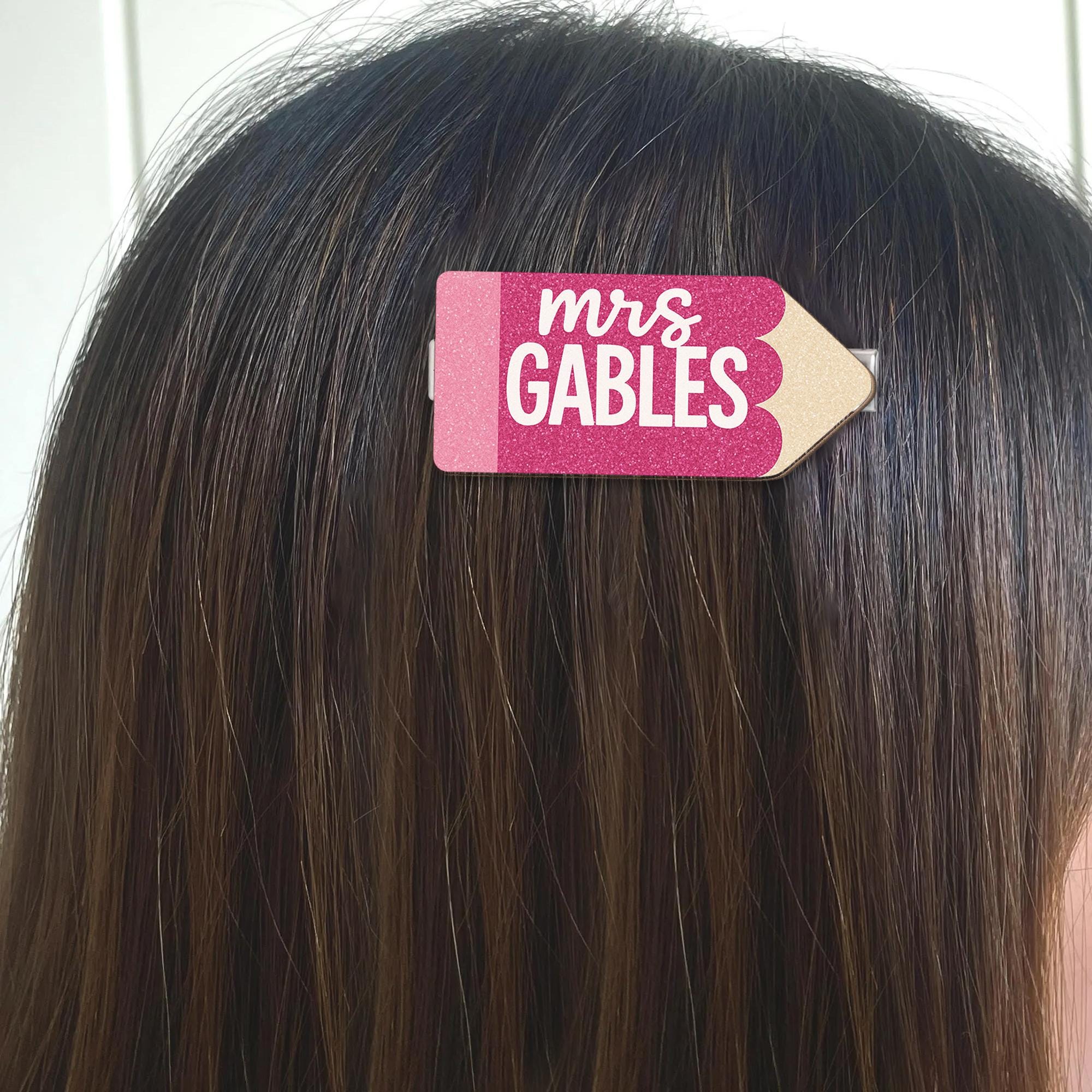 Custom Teacher Hair Clip – Personalized Name Pencil Barrette – Back to School Gift for Teachers – Cute Classroom Accessory