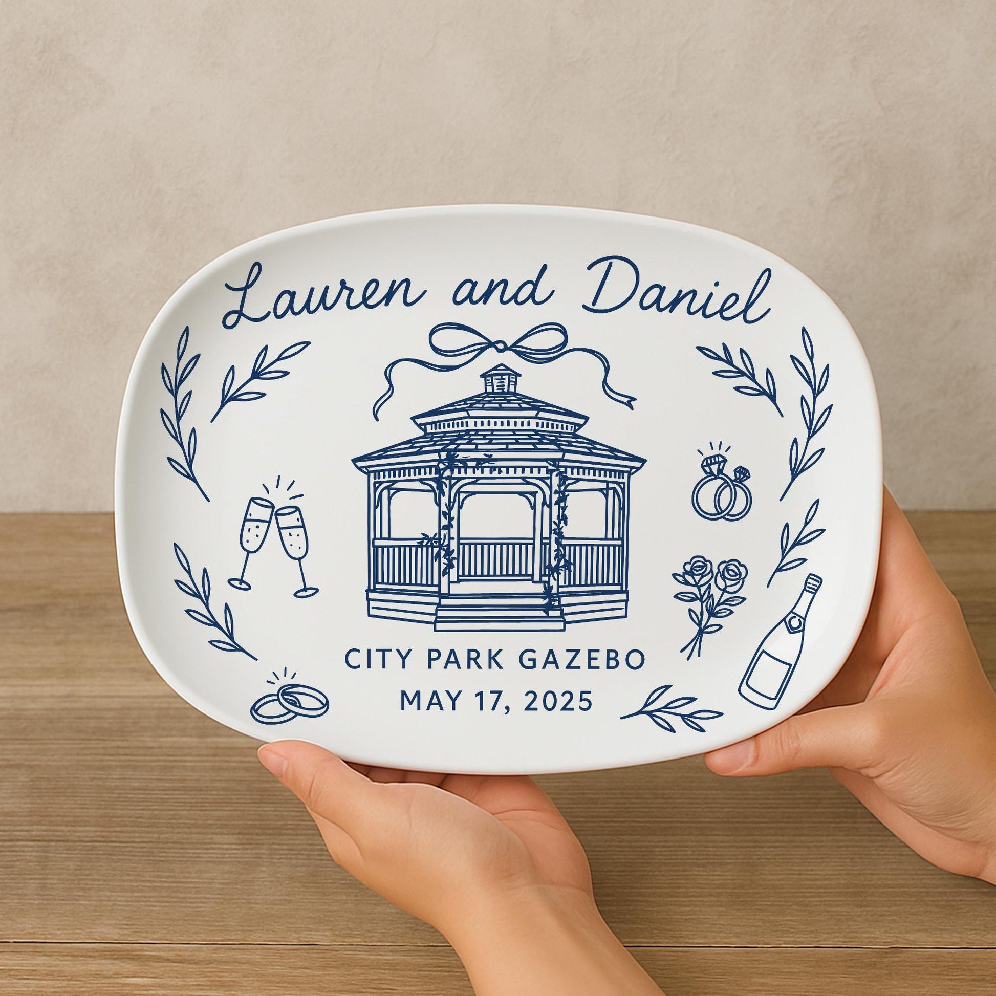 Custom Wedding Venue Platter – Personalized Decorative Keepsake Plate with Names, Date & Location – Wedding Gift – Reception DECOR only