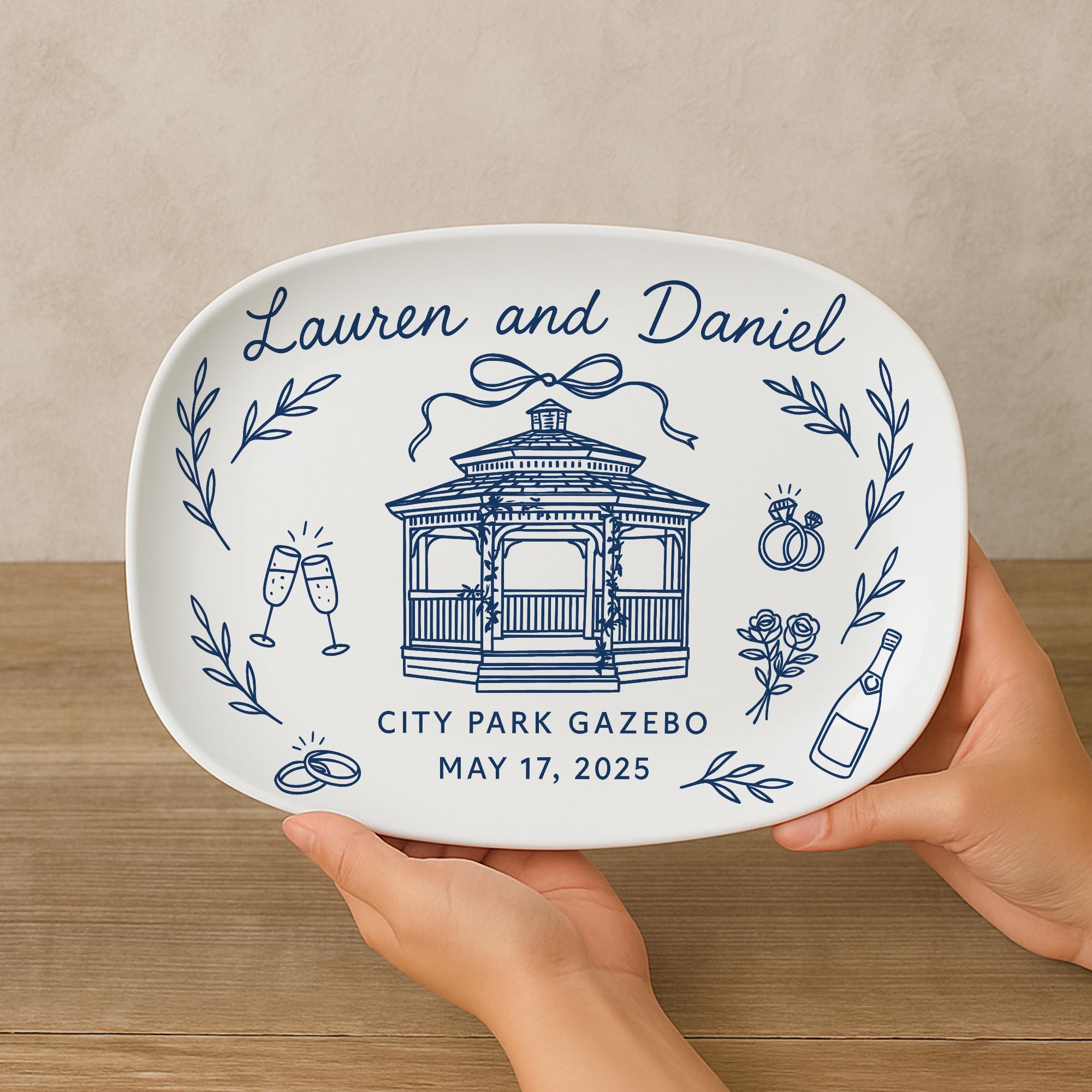 Custom Wedding Venue Platter – Personalized Decorative Keepsake Plate with Names, Date & Location – Wedding Gift – Reception DECOR only