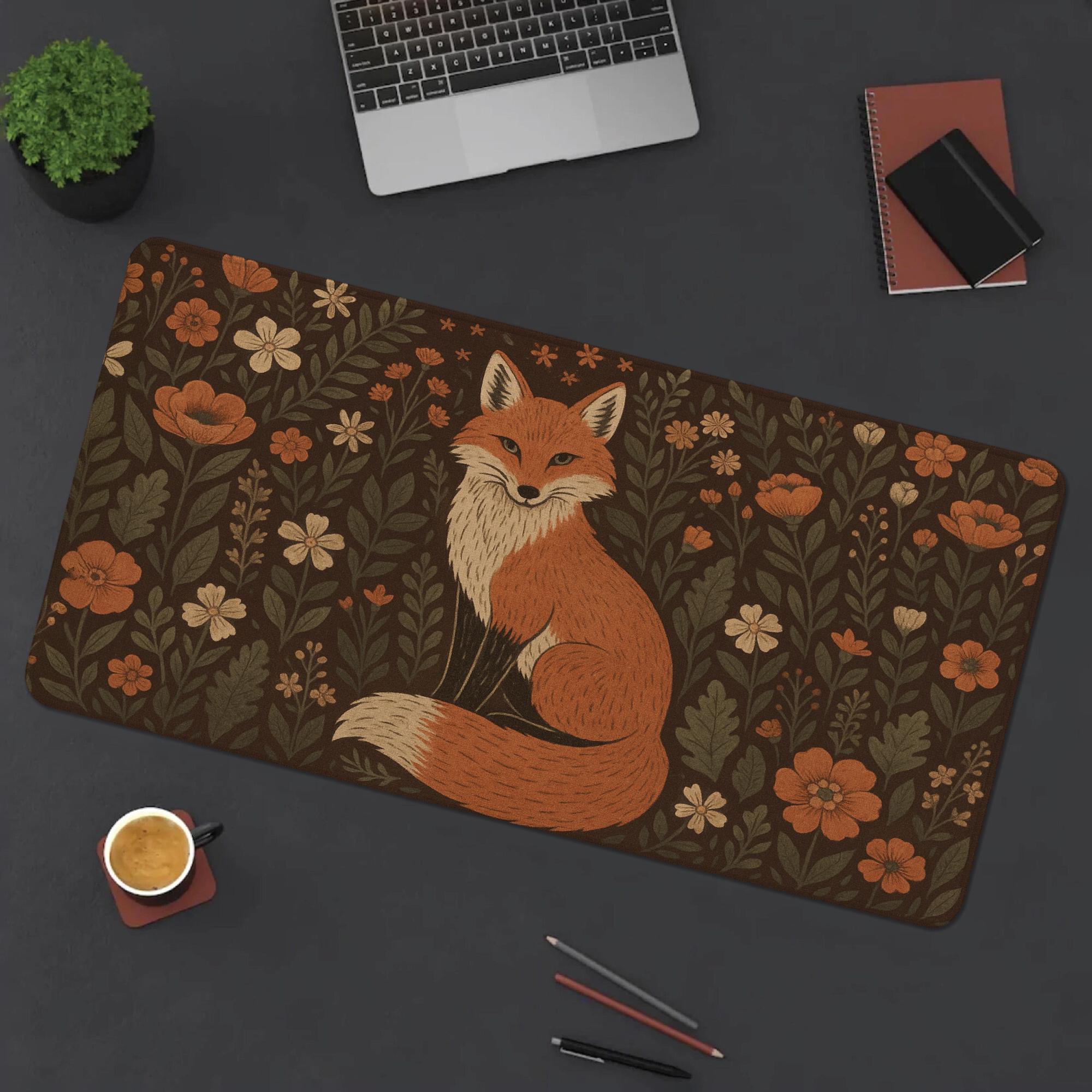 Cottagecore Fox Mouse Pad – Autumn Woodland Desk Mat – Cute Rustic Forest Office Decor – Whimsical Animal Mousepad for Nature Lovers
