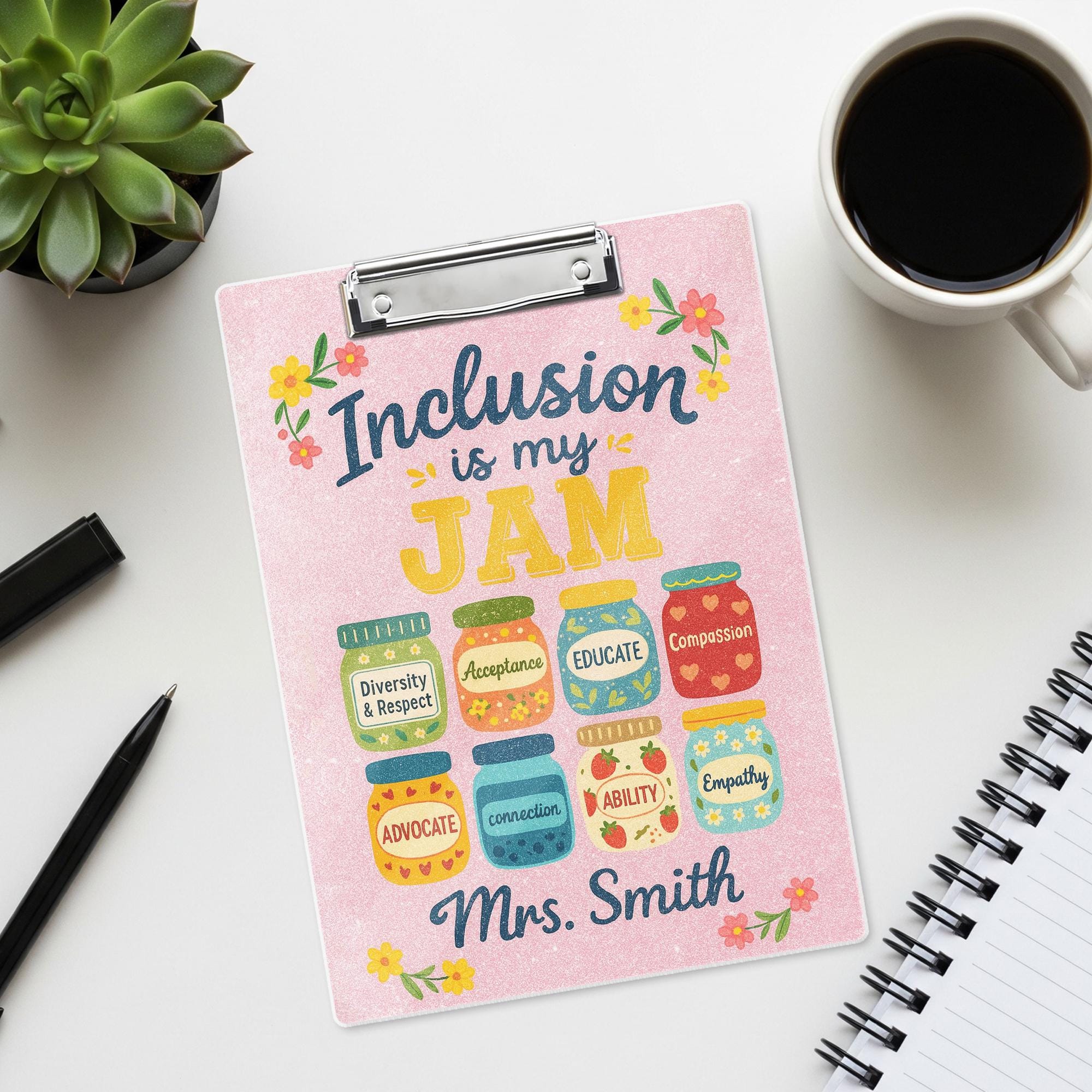 Personalized Teacher Acrylic Clipboard, Inclusion Is My Jam Clipboard, Graduation Gift, Back To School Gift, Teacher Appreciation Gift