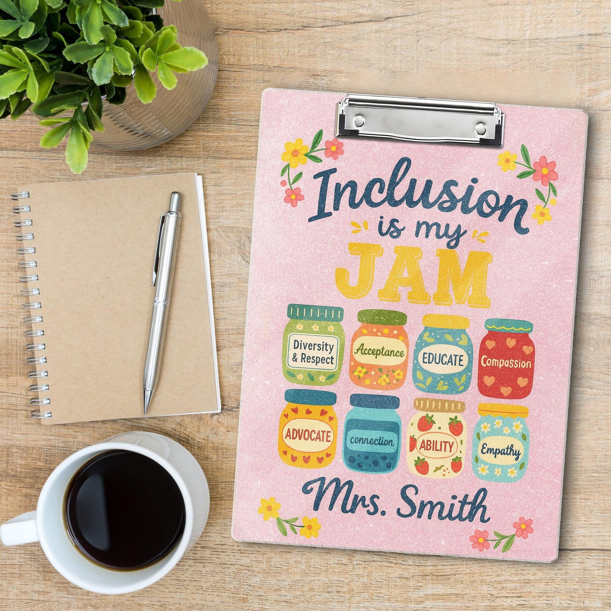 Personalized Teacher Acrylic Clipboard, Inclusion Is My Jam Clipboard, Graduation Gift, Back To School Gift, Teacher Appreciation Gift