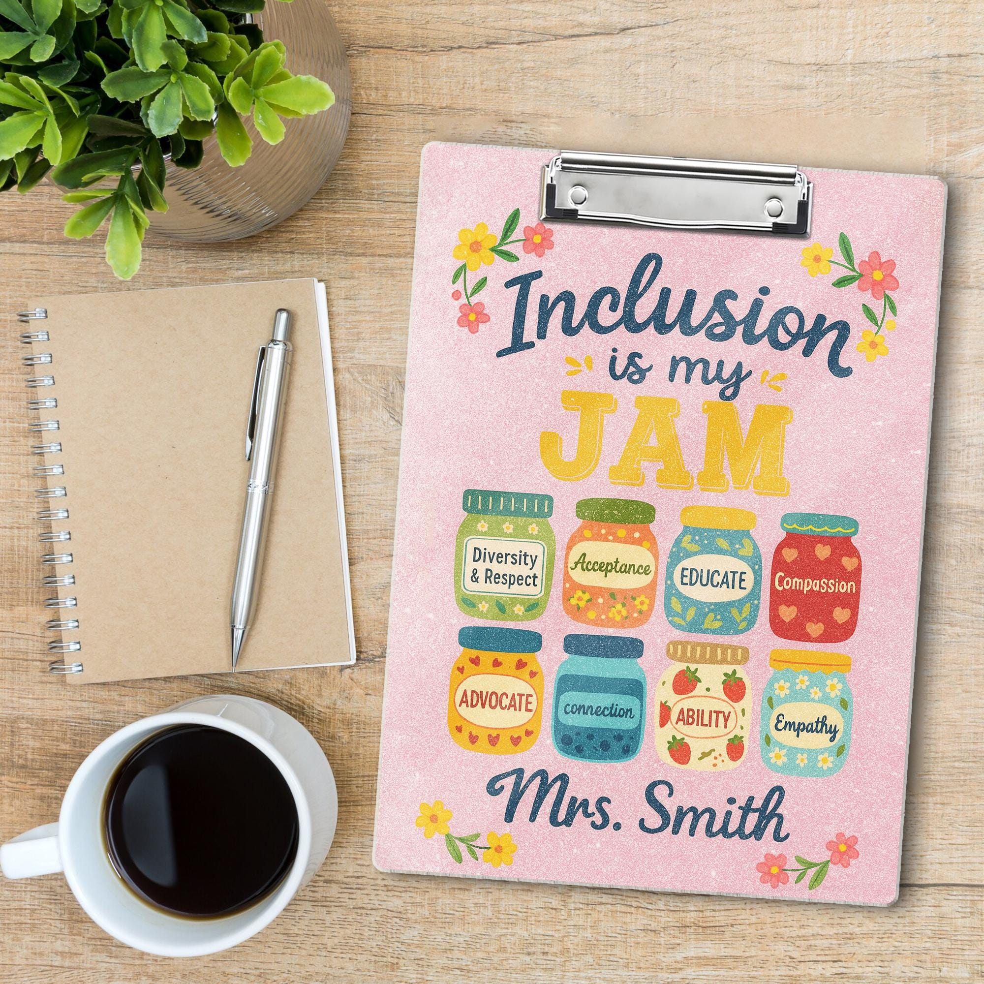 Personalized Teacher Acrylic Clipboard, Inclusion Is My Jam Clipboard, Graduation Gift, Back To School Gift, Teacher Appreciation Gift