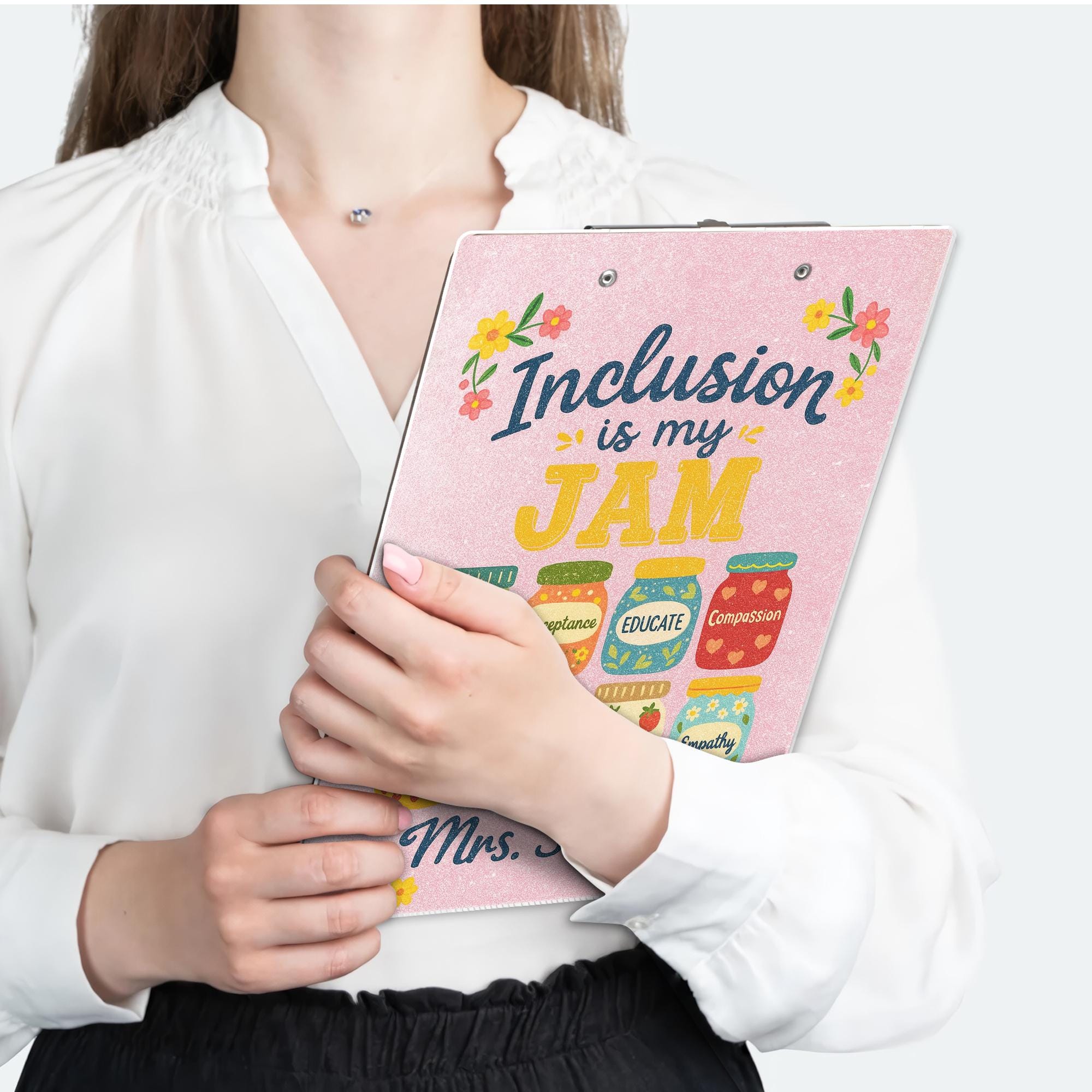 Personalized Teacher Acrylic Clipboard, Inclusion Is My Jam Clipboard, Graduation Gift, Back To School Gift, Teacher Appreciation Gift