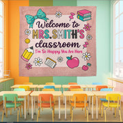 Personalized Teacher Classroom Sign – Welcome Banner for Teachers, Educators – Cute Back to School Wall Decor for Elementary Classroom