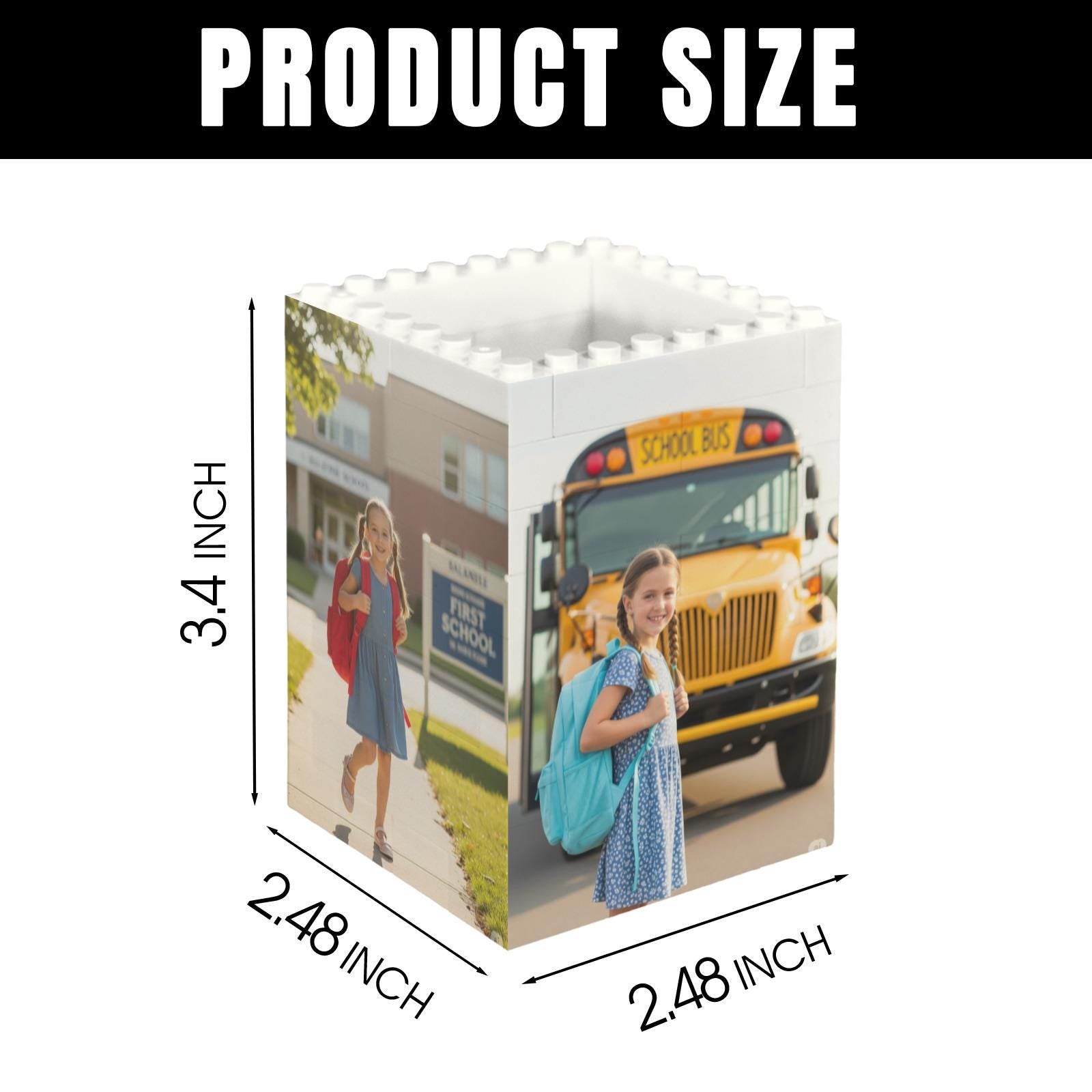 Custom Photo Pencil Holder, Kid First Day of School Keepsake, Brick Pen Organizer, Personalized Desk Gift for , Student, Photo Brick Pen Pot