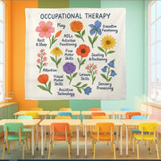 Occupational Therapy Tapestry, OT Office Wall Art, Colorful Therapist Decor, Educational Flower Poster, Pediatric OT Gift