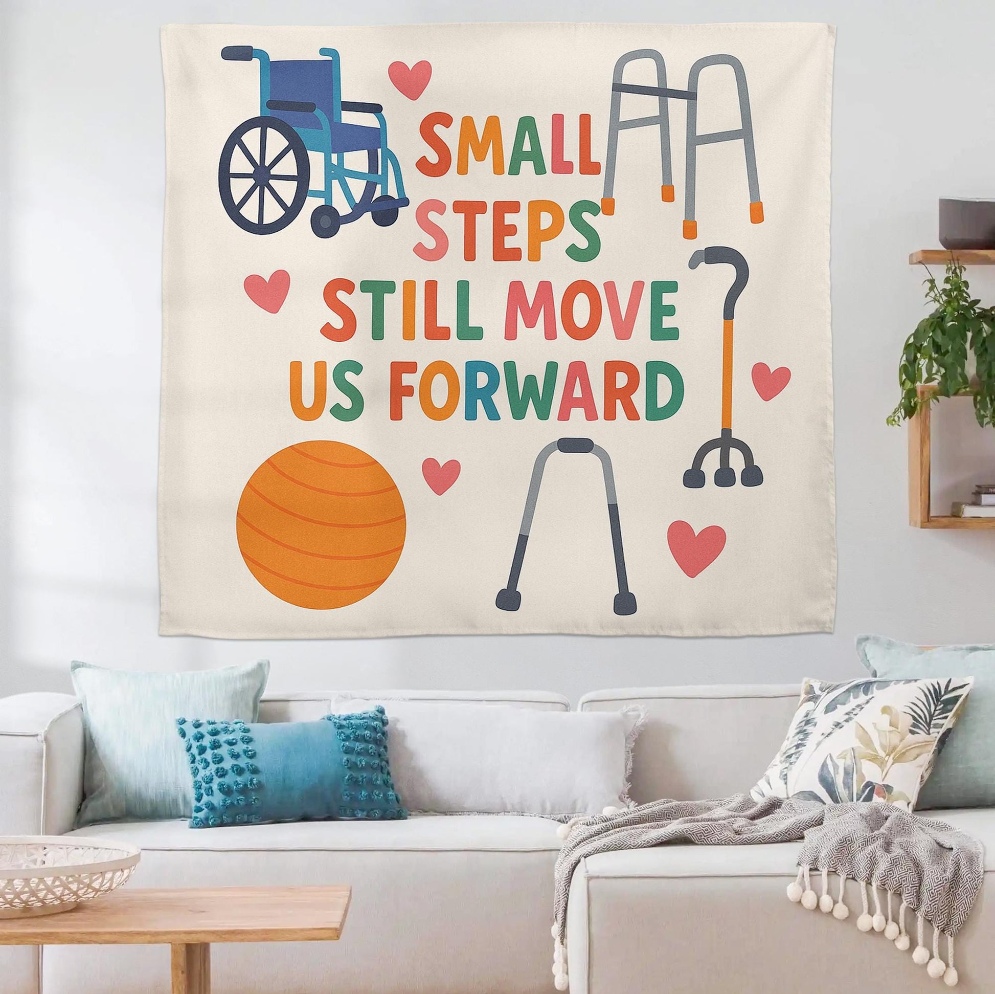 Physical Therapy Tapestry, PT Office Wall Art, Small Steps Motivational Decor, Rehab Clinic Poster, Therapist Gift Idea, Motivational Decor