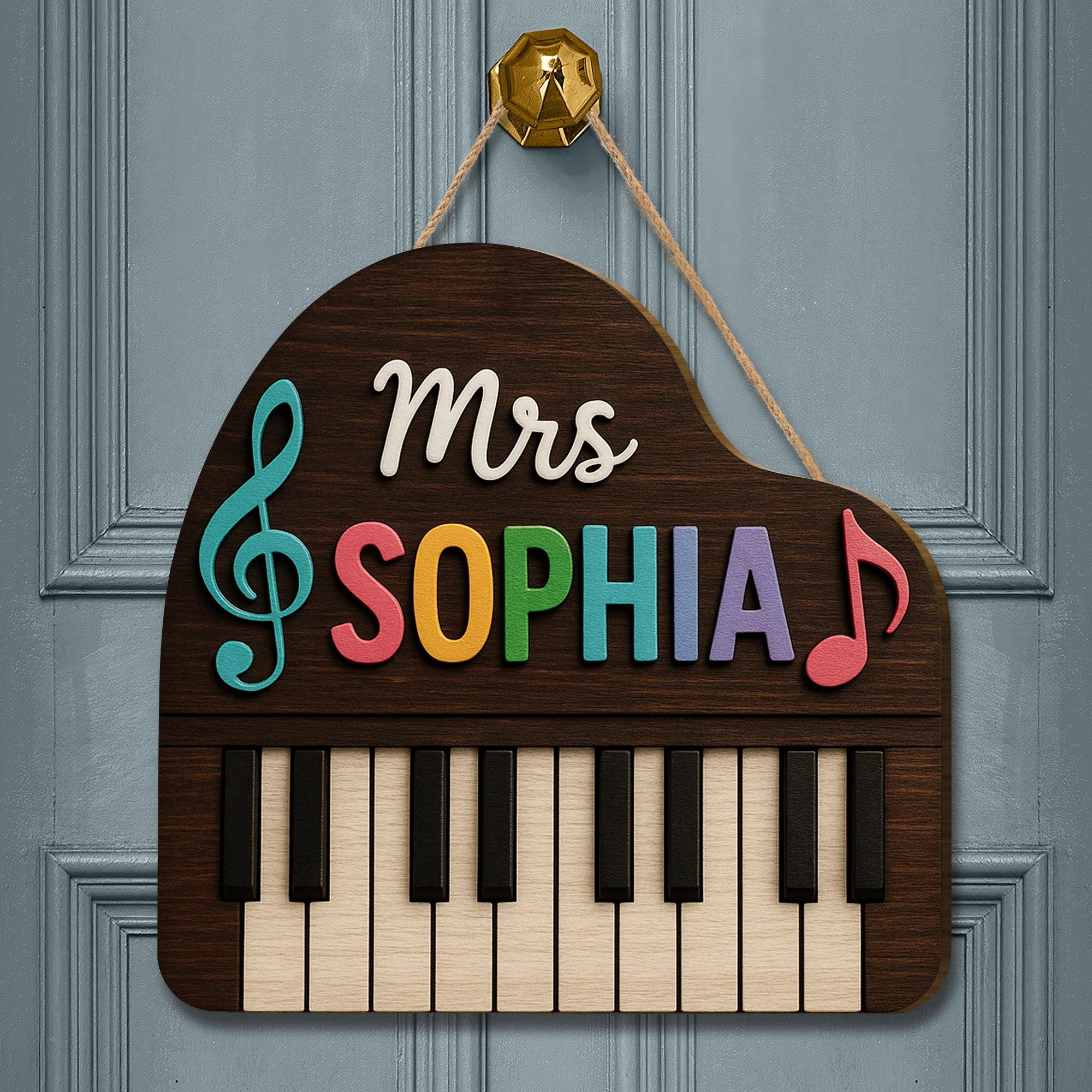 Custom Music Teacher Door Sign, Personalized Piano Name Plaque, Wooden Classroom Decor, Gift for Choir or Band Instructor, Back To School