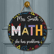 Funny Math Teacher Door Sign, Personalized Classroom Decor, Back to School Gift, Custom Name Wooden Sign, STEM Teacher Plaque