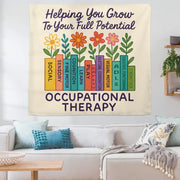 Occupational Therapy Tapestry, Floral Book Wall Art, OT Office Decor, Motivational Therapist Poster, Pediatric OT Gift, Office Decoration