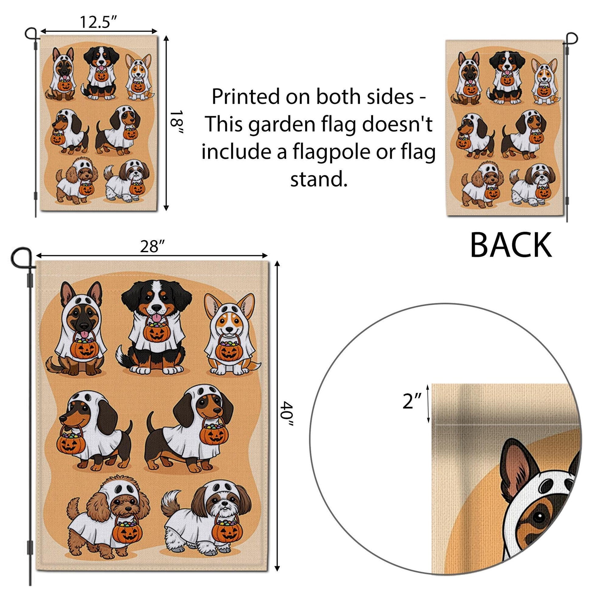 Halloween Dog Garden Flag - Trick or Treat Puppy Yard Sign - Cute Ghost Dog Outdoor Decor - Fall Pet Lover Decoration
