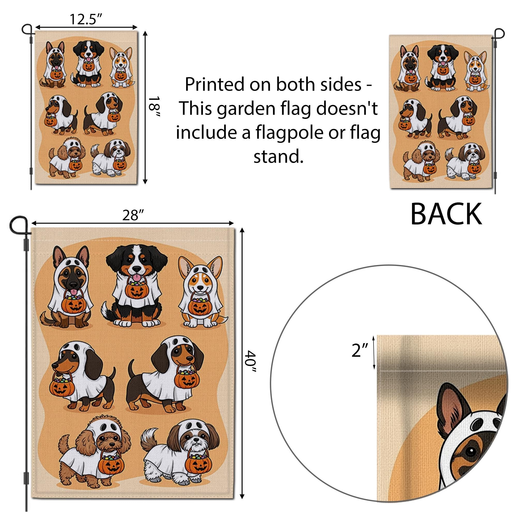 Halloween Dog Garden Flag - Trick or Treat Puppy Yard Sign - Cute Ghost Dog Outdoor Decor - Fall Pet Lover Decoration