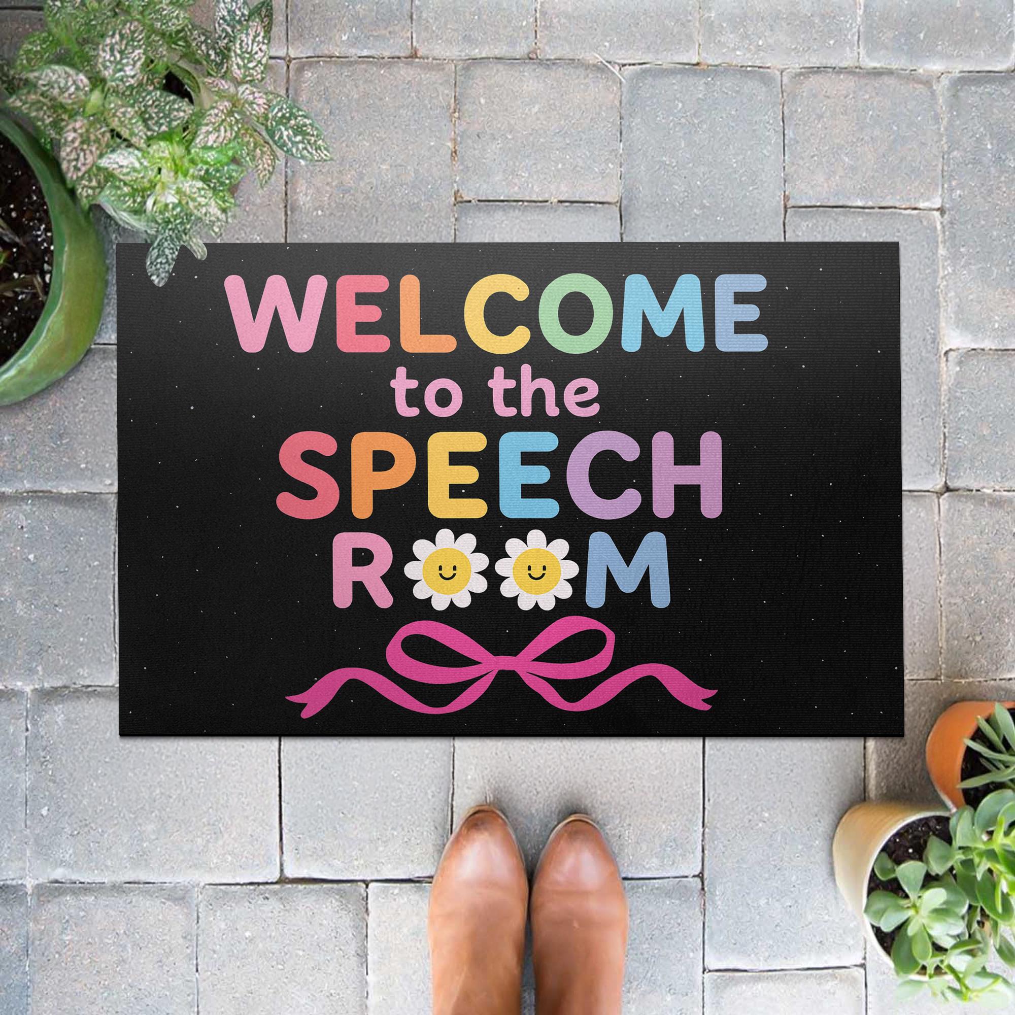 Welcome to the Speech Room Doormat, SLP Classroom Rug, Colorful Speech Therapy Mat, Speech Pathologist Office Decor