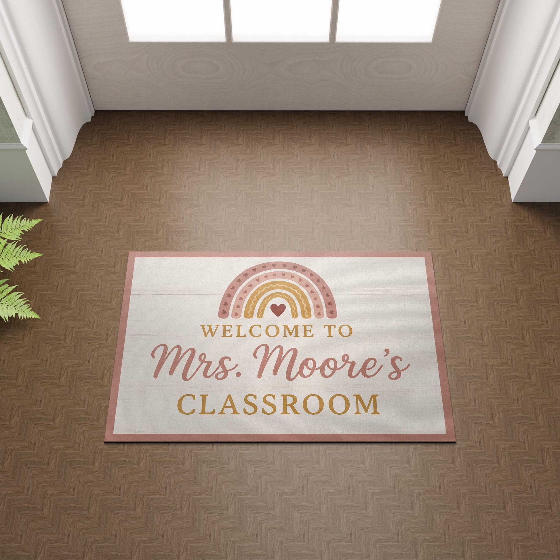 Personalized Teacher Doormat, Welcome to Classroom Rug, Custom Rainbow Back to School Mat, Classroom Door Decor Gift Idea