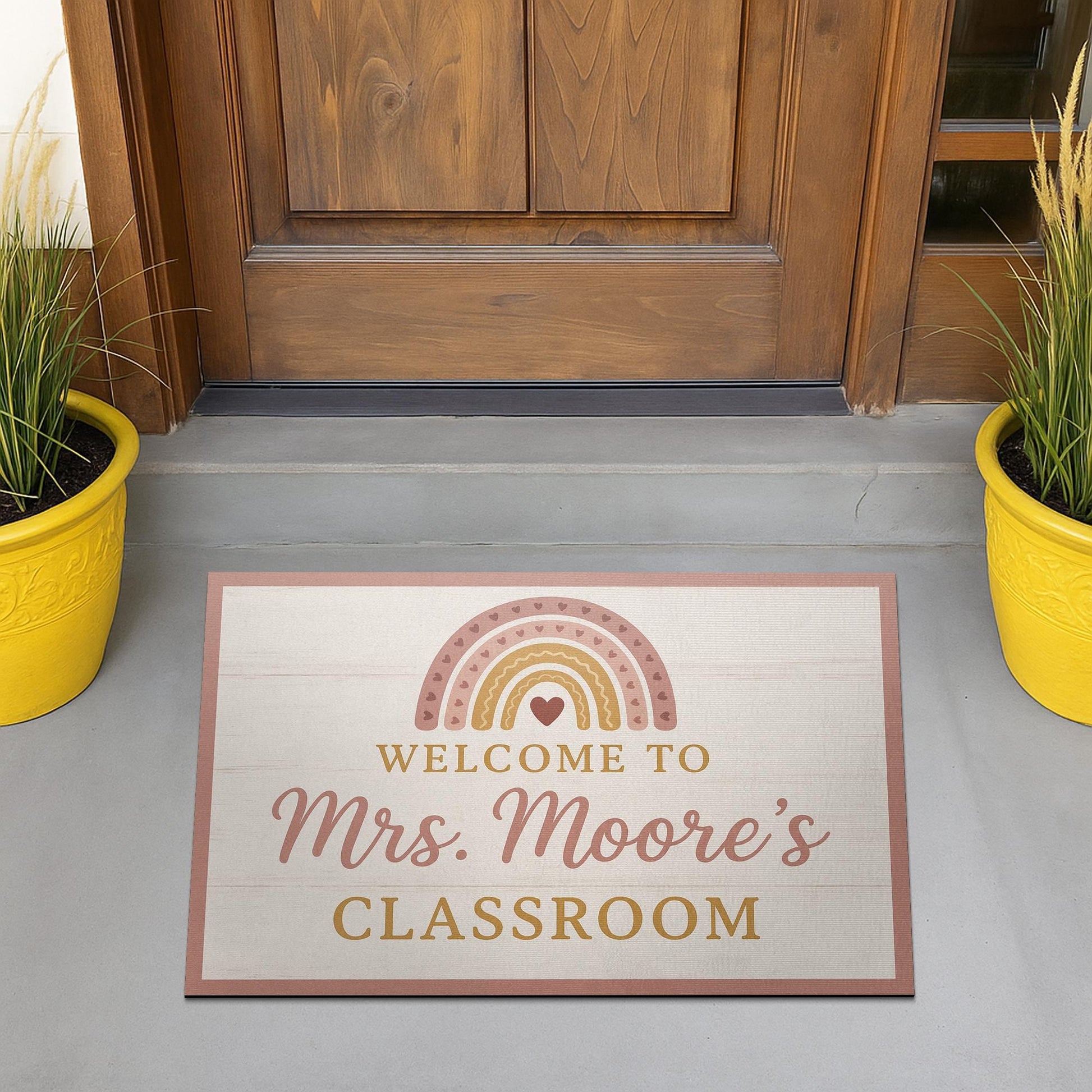 Personalized Teacher Doormat, Welcome to Classroom Rug, Custom Rainbow Back to School Mat, Classroom Door Decor Gift Idea