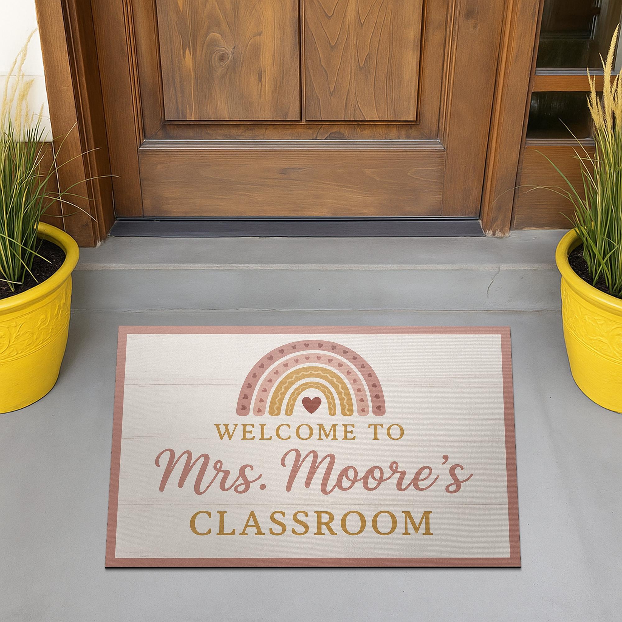 Personalized Teacher Doormat, Welcome to Classroom Rug, Custom Rainbow Back to School Mat, Classroom Door Decor Gift Idea