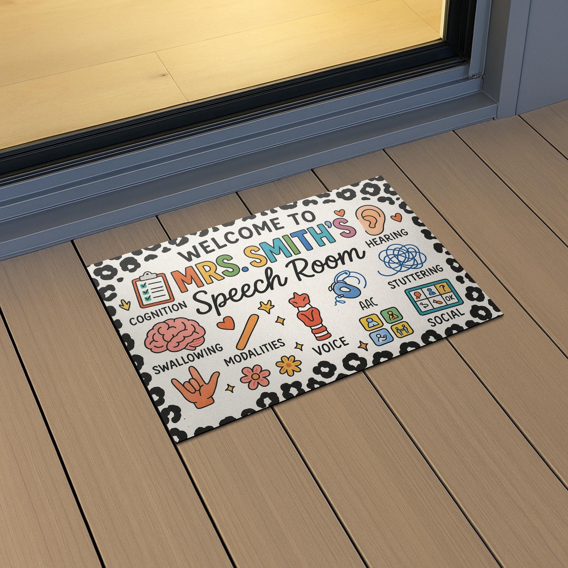 Personalized Speech Room Doormat, SLP Office Decor, Custom Name Therapy Mat, Speech Pathologist Welcome Rug, SLP Gift Idea