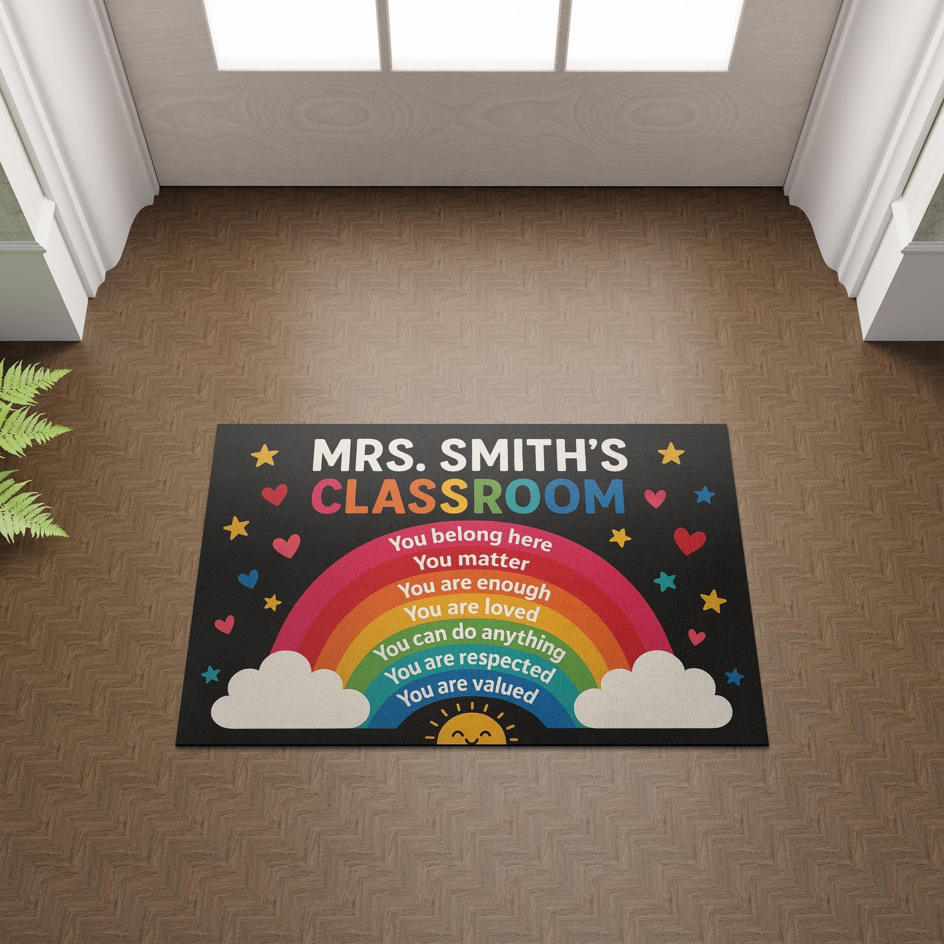 Rainbow Classroom Doormat, Personalized Teacher Rug, Back to School Welcome Mat, Inspirational Classroom Door Decor Gift