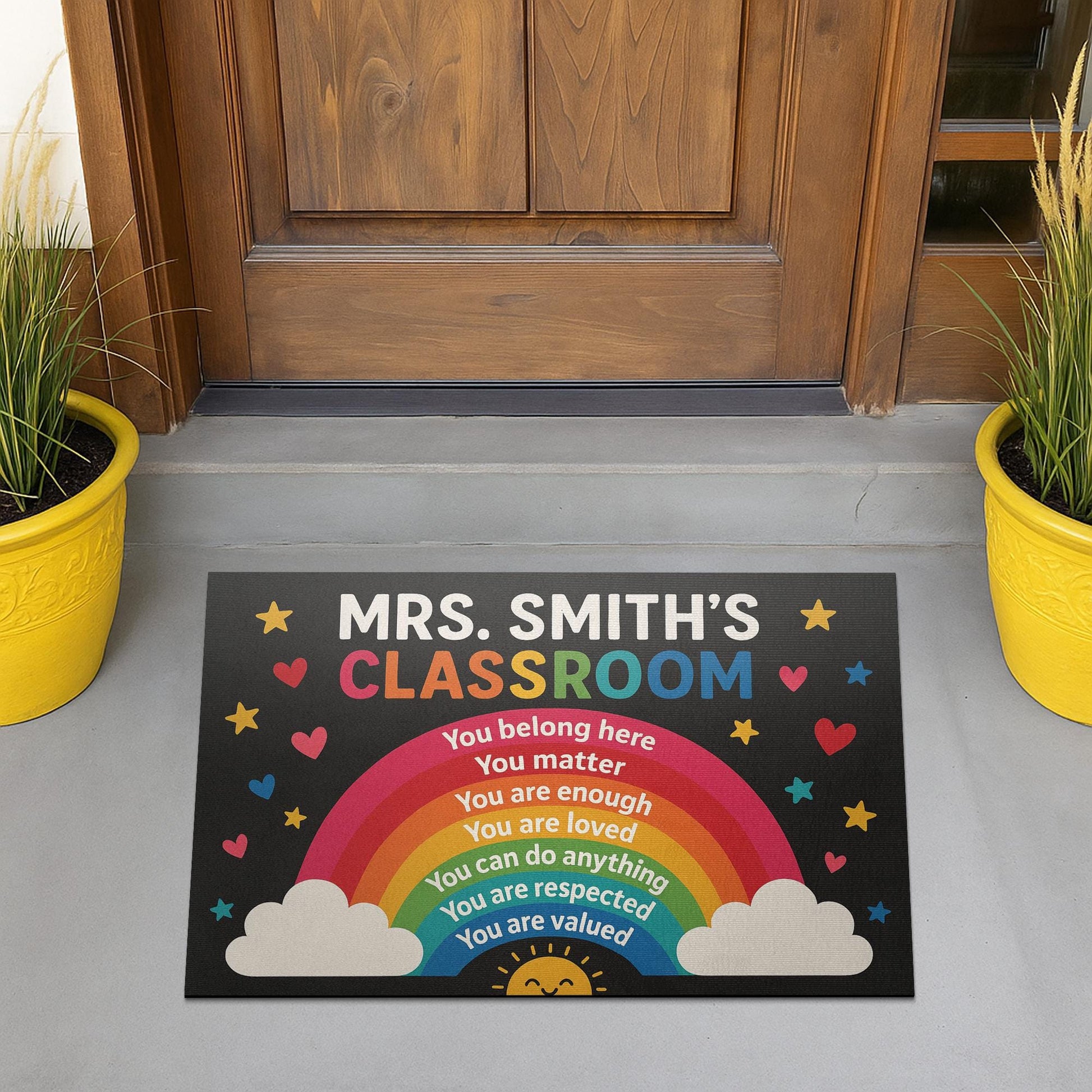 Rainbow Classroom Doormat, Personalized Teacher Rug, Back to School Welcome Mat, Inspirational Classroom Door Decor Gift