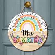 Personalized 3D Teacher Door Sign, Custom Rainbow Classroom Decor, Back to School Wooden Name Sign, Cute Gift for Teacher