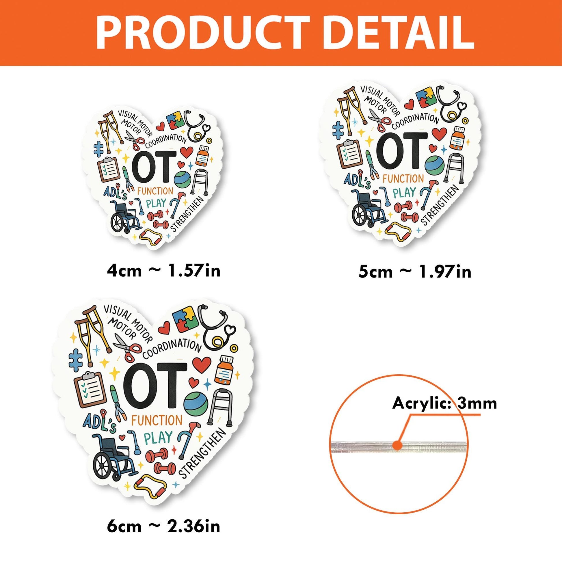OT Badge Reel, Occupational Therapist Retractable ID Holder, Heart Clip, Cute OT Gift for Healthcare Worker, Therapy Badge Clip