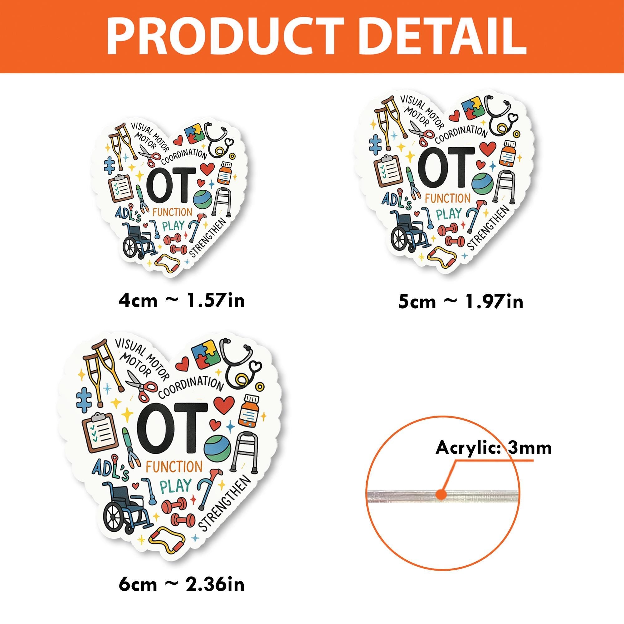 OT Badge Reel, Occupational Therapist Retractable ID Holder, Heart Clip, Cute OT Gift for Healthcare Worker, Therapy Badge Clip