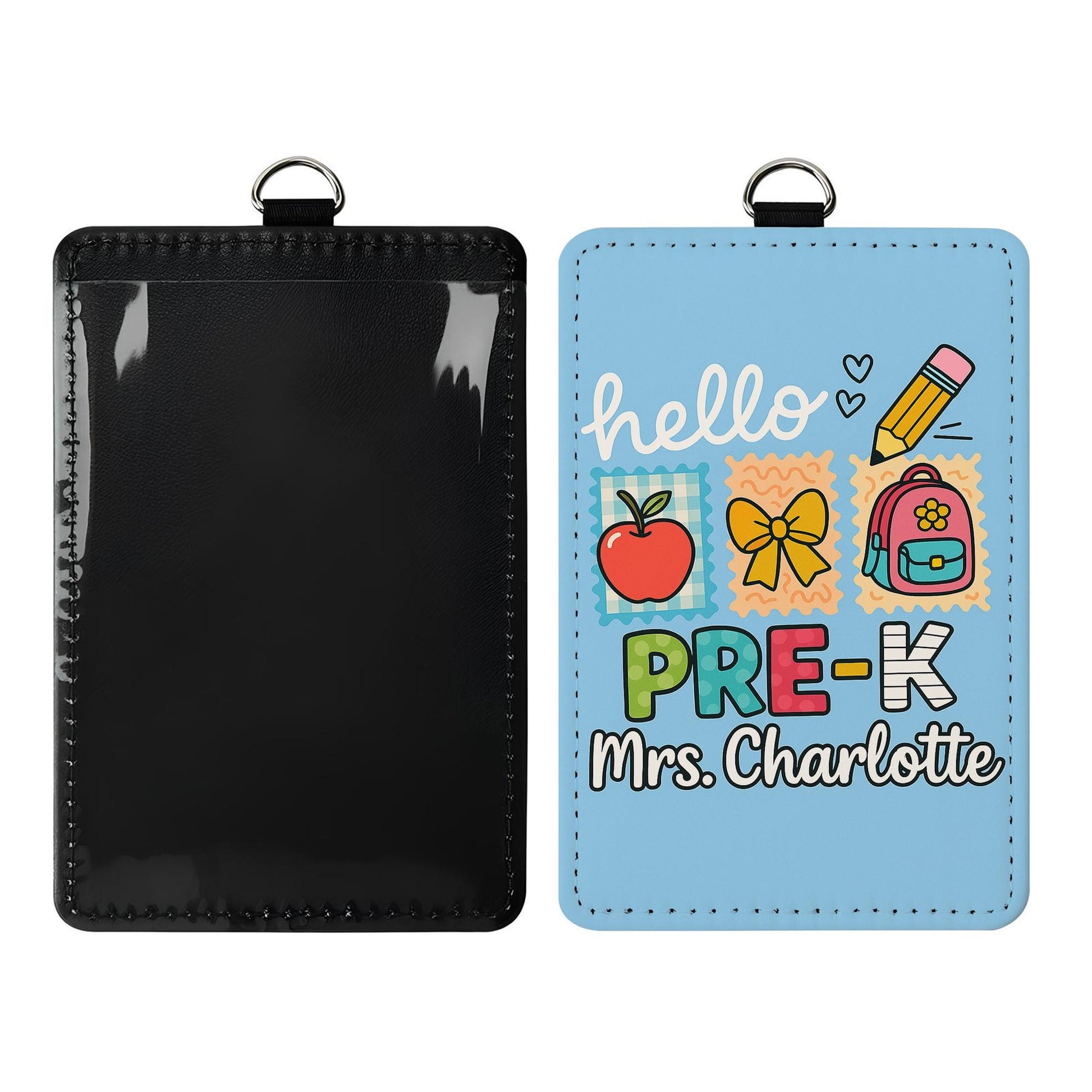 Personalized Teacher ID Badge Holder, Hello Design Lanyard Tag for Mrs. Charlotte, Cute School Name Tag for Educators