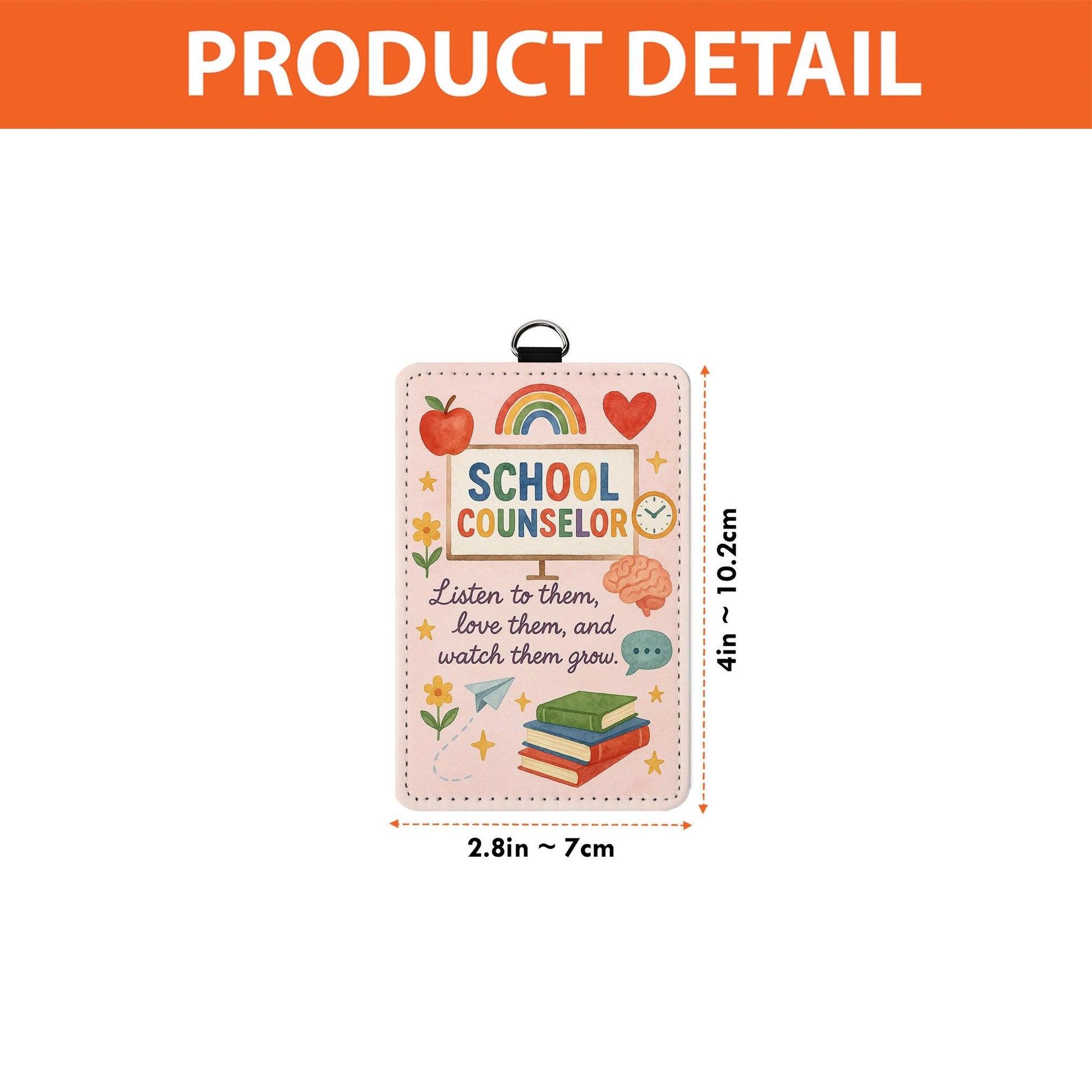 School Counselor Badge Holder, Inspirational ID Tag Insert, Cute Rainbow Lanyard Accessory, Counselor Gift for Women Teachers