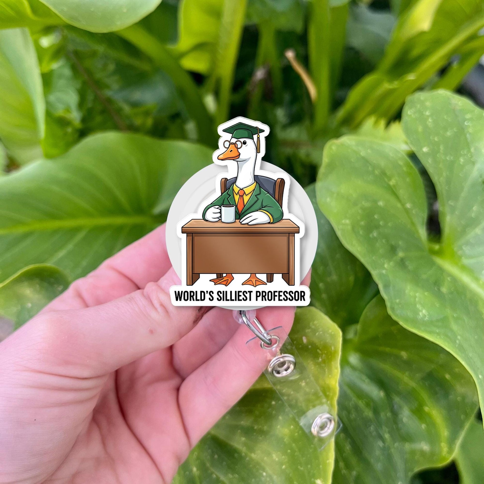 Funny Goose Professor Badge Reel – World's Silliest Professor ID Holder – Cute Gift for Teachers, Professors, or Staff, Teacher Lanyard Gift