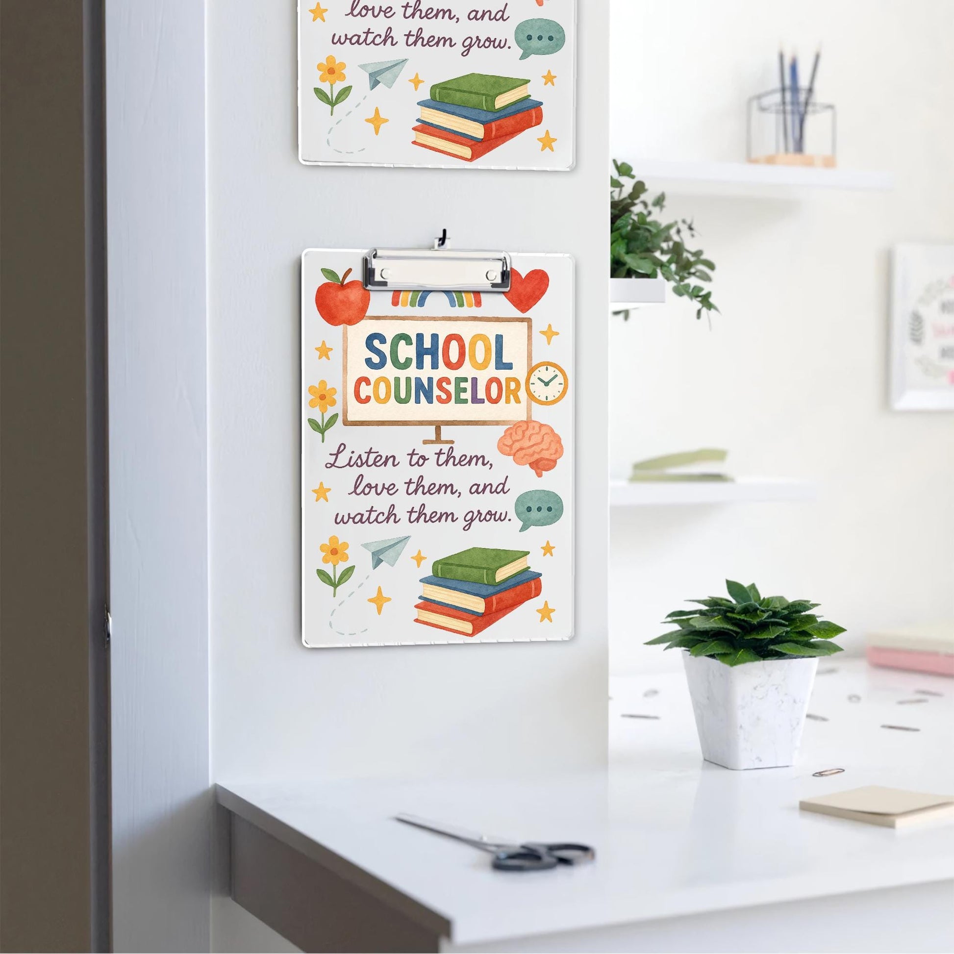 School Counselor Clipboard, Motivational Quote Office Supply, Teacher Appreciation Gift, Cute Rainbow Counseling Clipboard