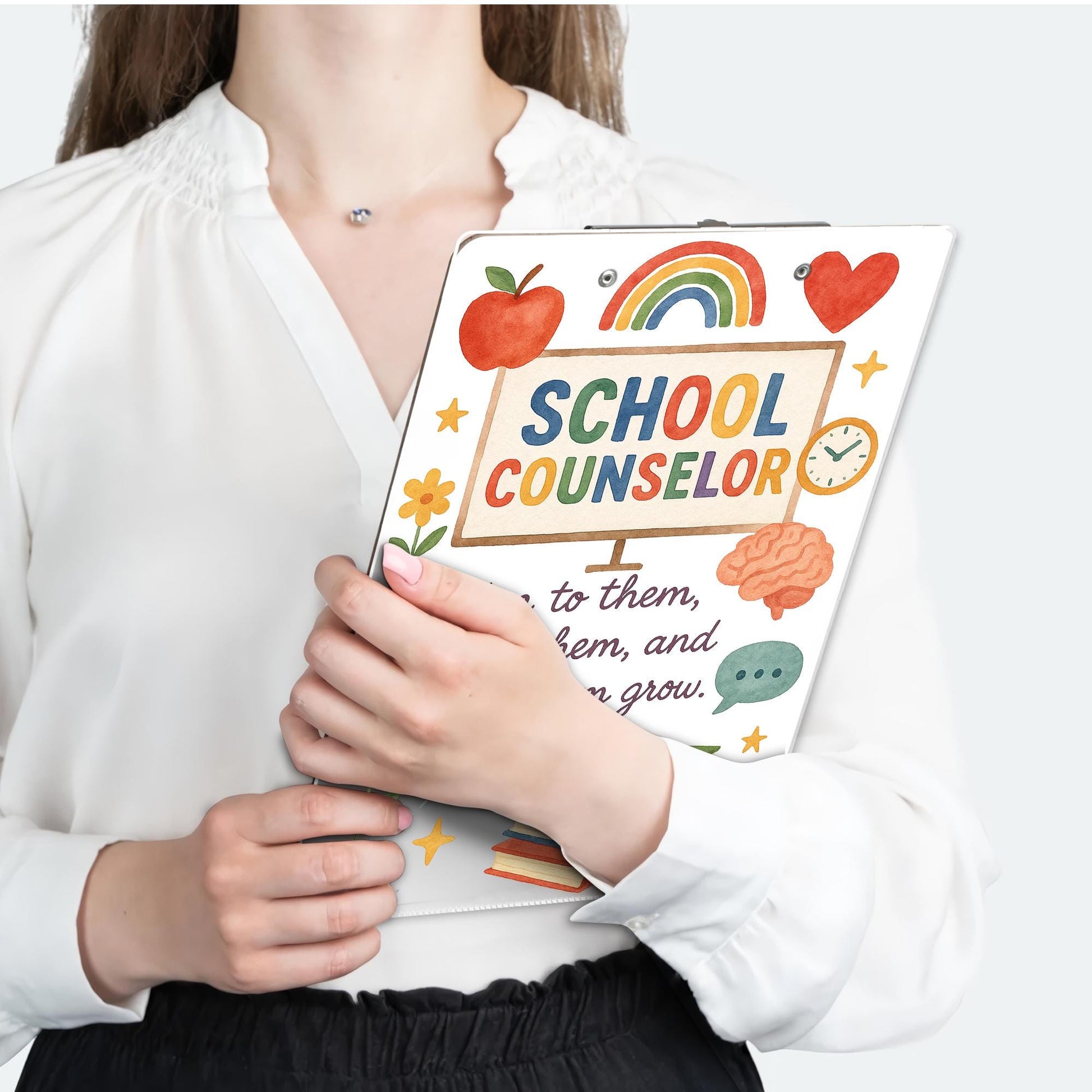 School Counselor Clipboard, Motivational Quote Office Supply, Teacher Appreciation Gift, Cute Rainbow Counseling Clipboard