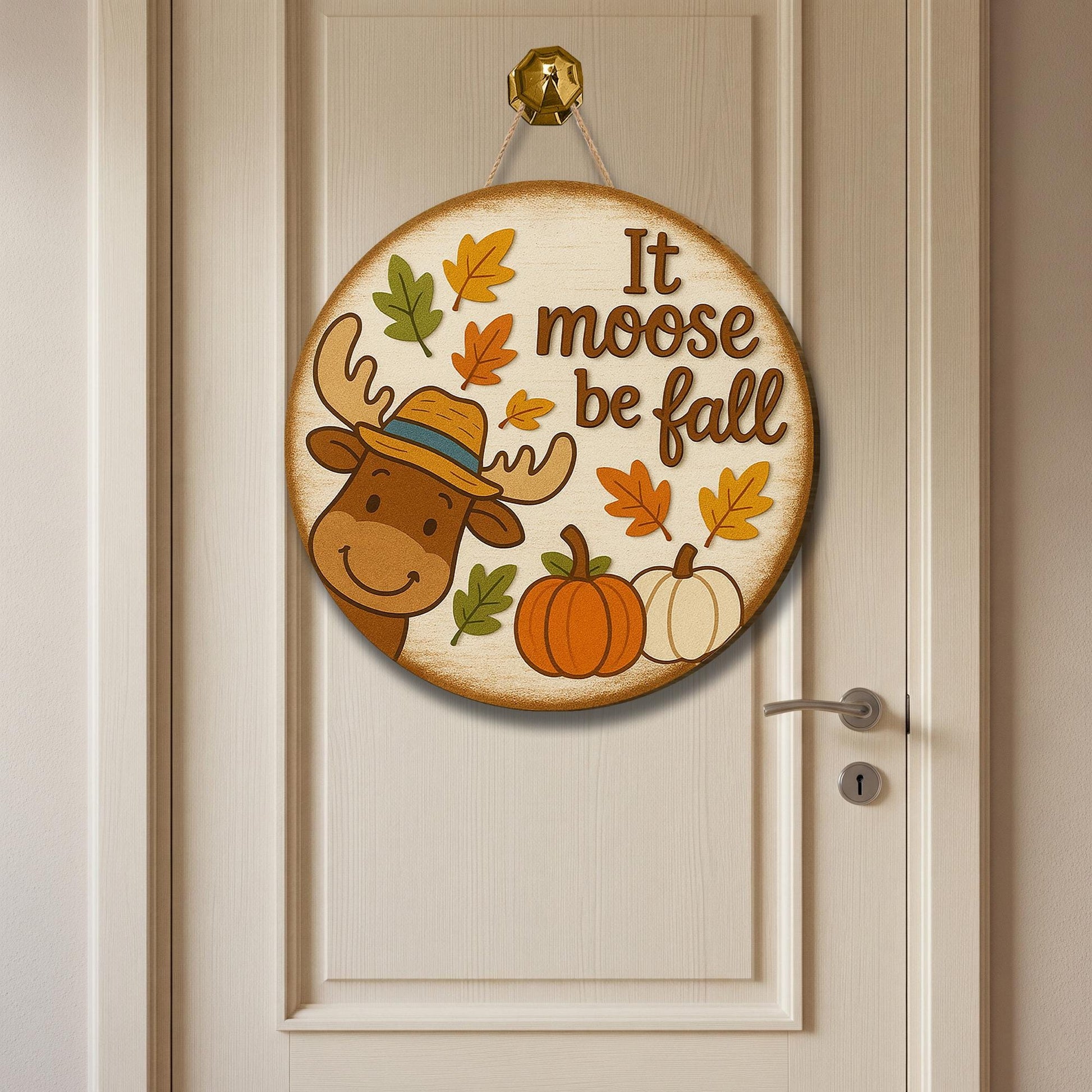 It Moose Be Fall Door Hanger, Funny Fall Porch Sign, Moose Pumpkin Decor, Autumn Front Door Decor, Rustic Farmhouse Fall Welcome