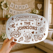 Custom Football Wedding Platter - Football Team Bride & Groom Gift, Sports Themed Wedding Decor, Keepsake for Bride and Groom, Bridal Shower