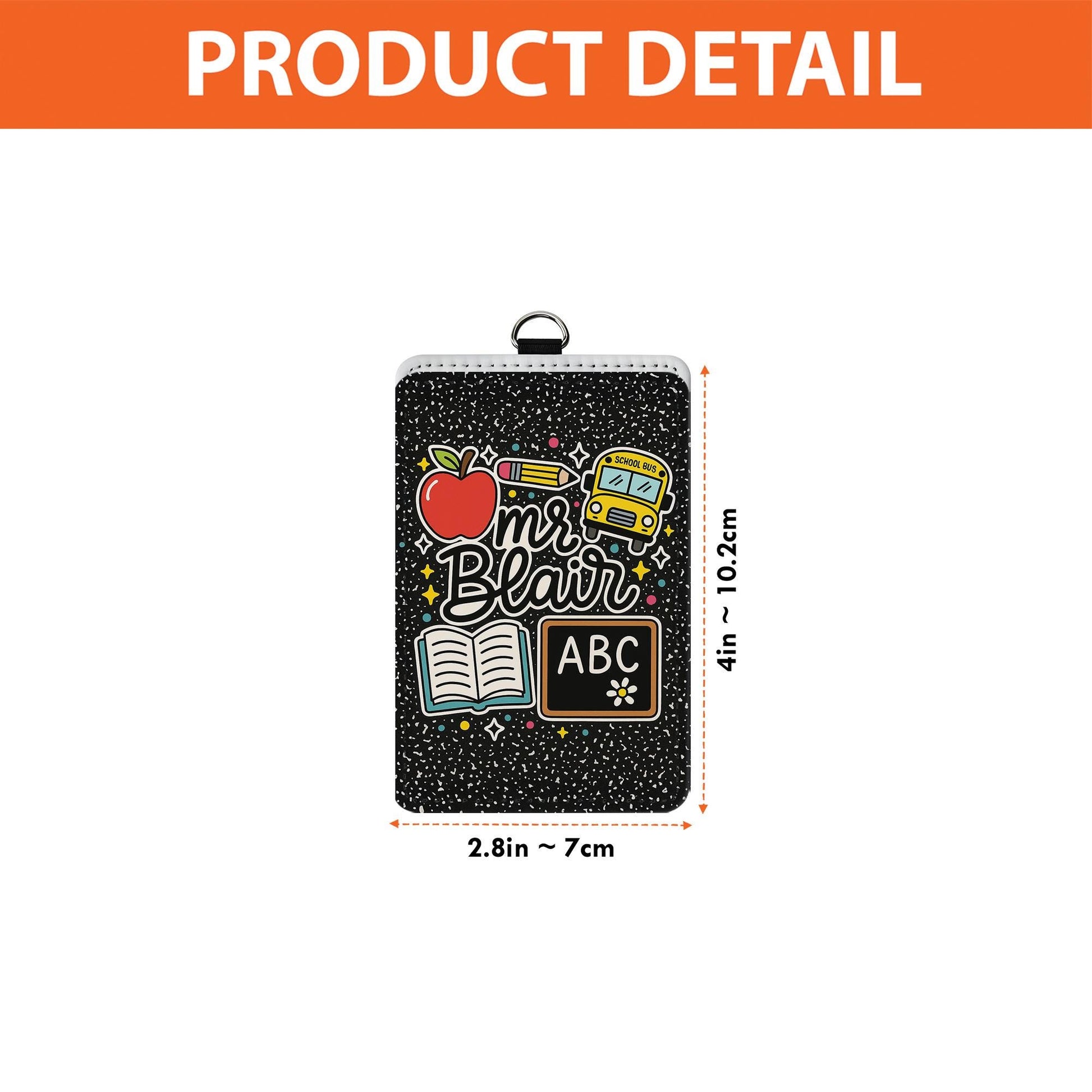Personalized Teacher ID Badge Holder for Teacher, Cute ABC Chalkboard Lanyard Tag, Back to School Gift for Educators