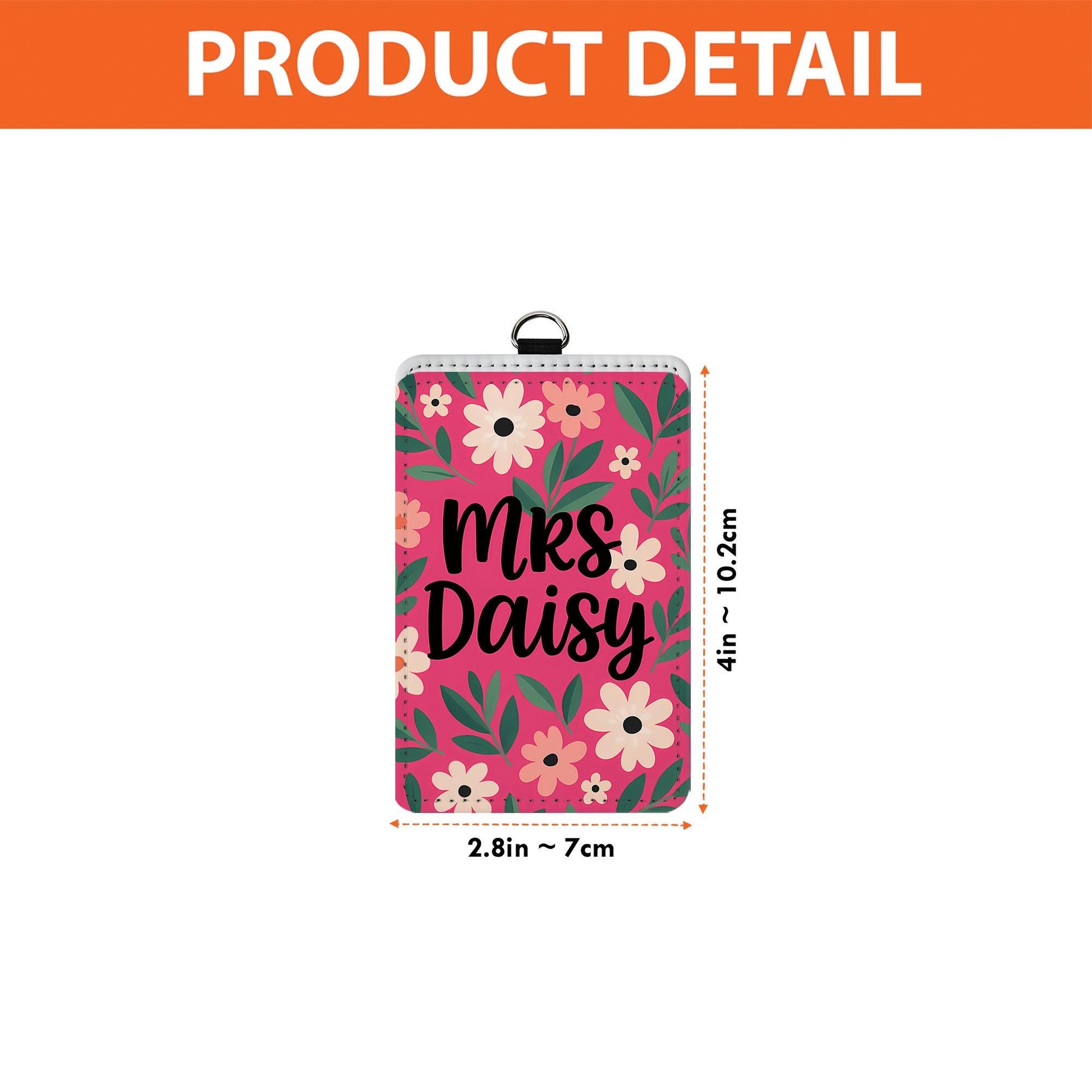 Floral Teacher ID Badge Holder, Personalized Name Tag for Teacher, Cute Pink Flower Lanyard Accessory for Classroom or School